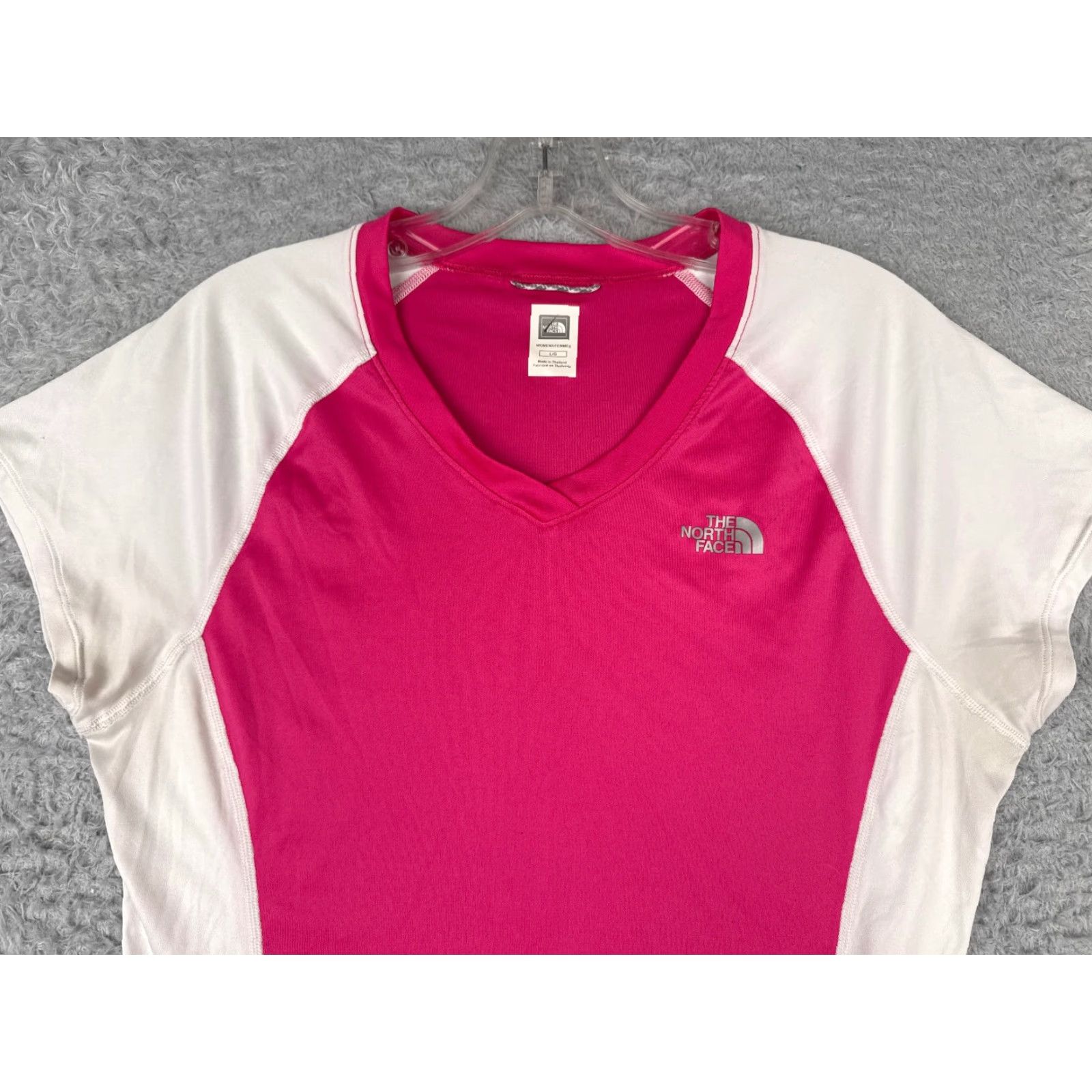 The North Face The North Face Shirt Women Large Pink White Short Sleeve V-Neck 100% Polyester Size L / US 10 / IT 46 - 4 Thumbnail