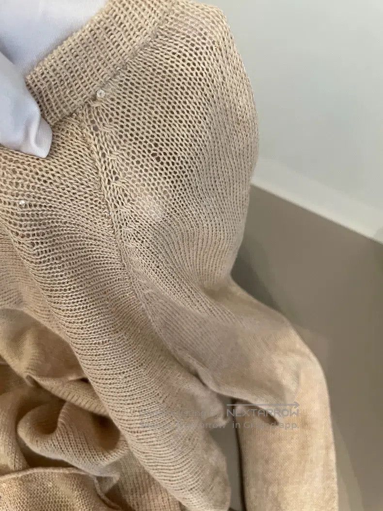 Brunello Cucinelli Brunello Cucinelli Khaki Linen Sequin Sweater Size S / US 4 / IT 40 - 9 Thumbnail