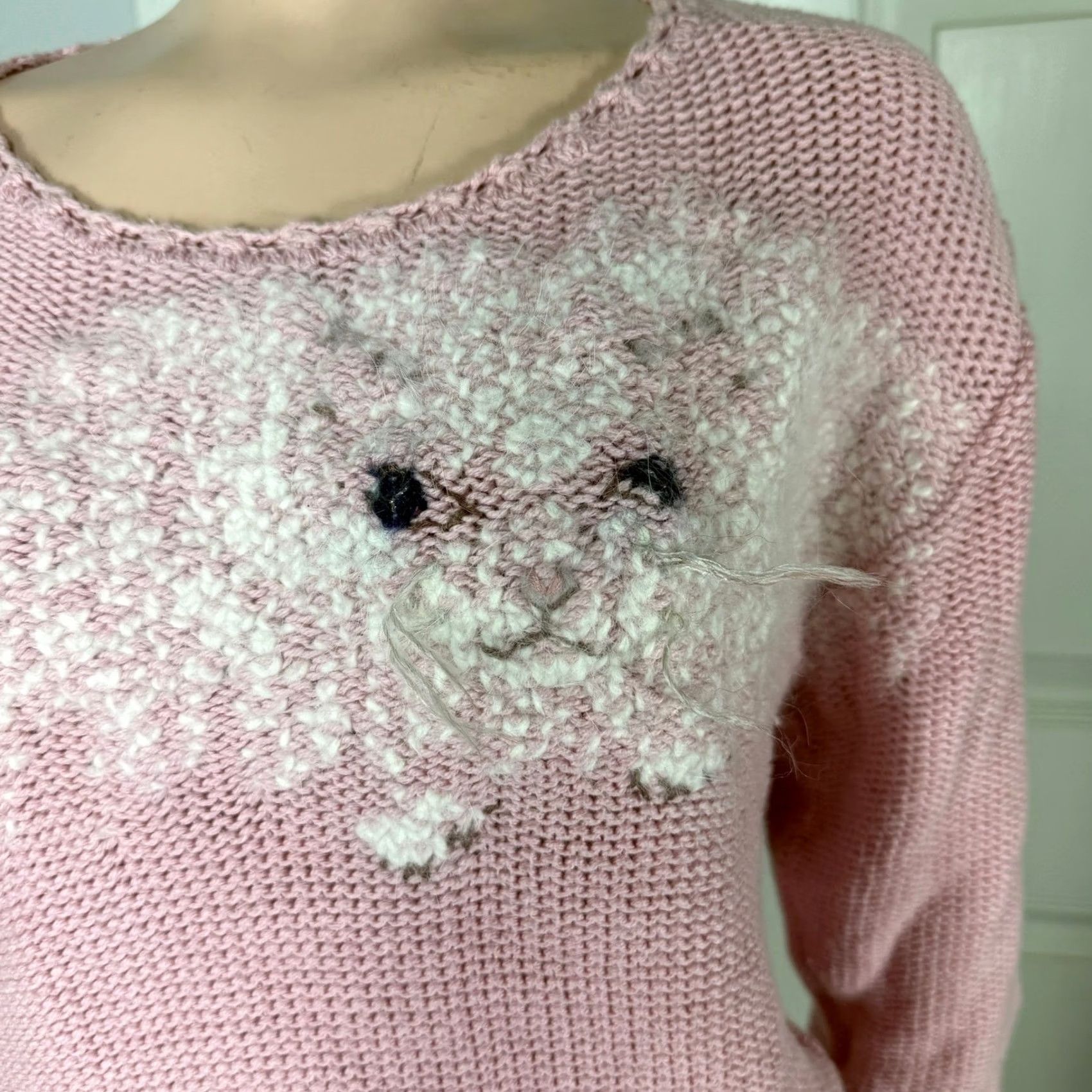 Jim Thompson VINTAGE Norm Thompson Womens Sweater M Cotton Pink 1990s Secret ry Geek Cats Neuma Whiskers C3-21 Size M / US 6-8 / IT 42-44 - 3 Thumbnail