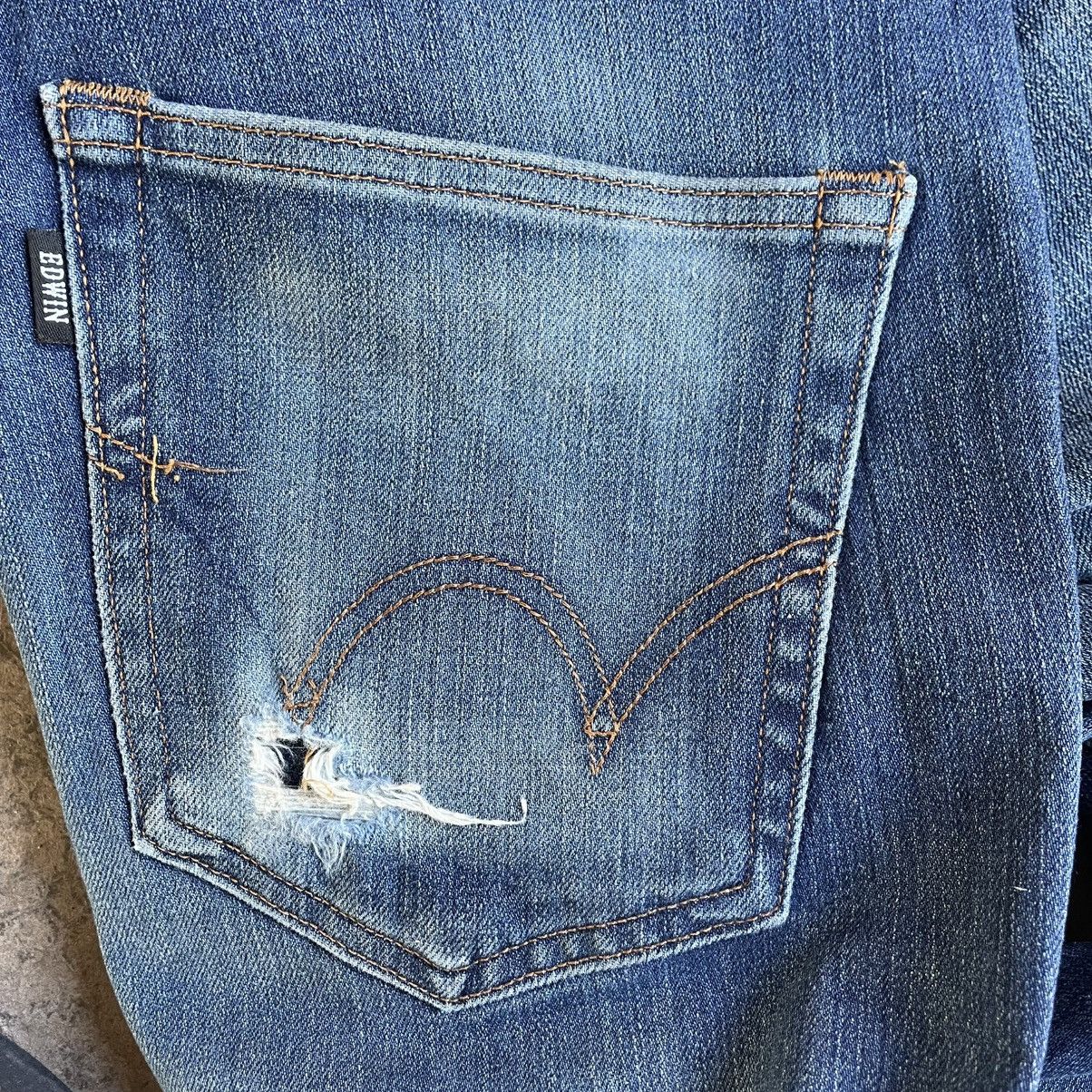 Edwin 🔥Vintage Edwin 503 Stoned Washed Distress Denim Jeans Size US 34 / EU 50 - 13 Thumbnail