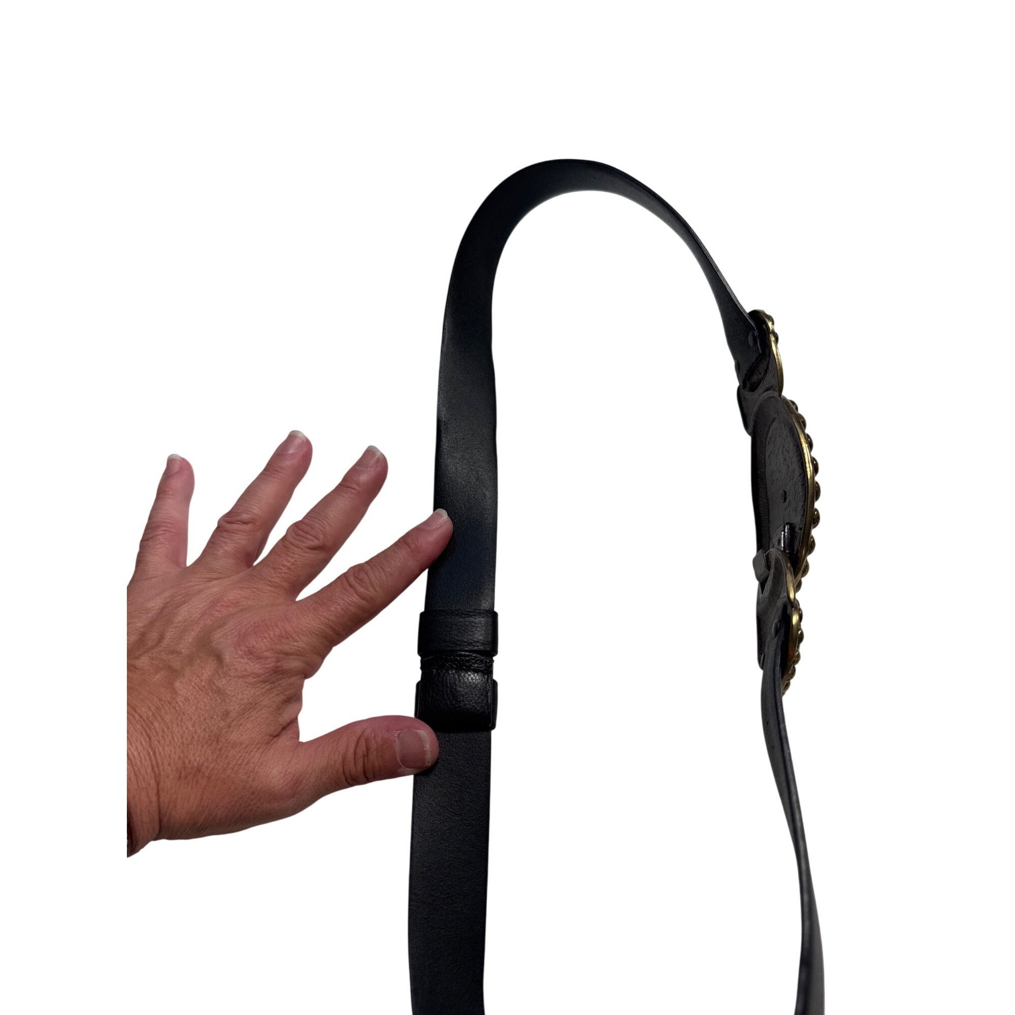 Chicos Chicos Womens Black Leather Belt W/ Two-Tone Decorative Buck Size ONE SIZE - 4 Thumbnail