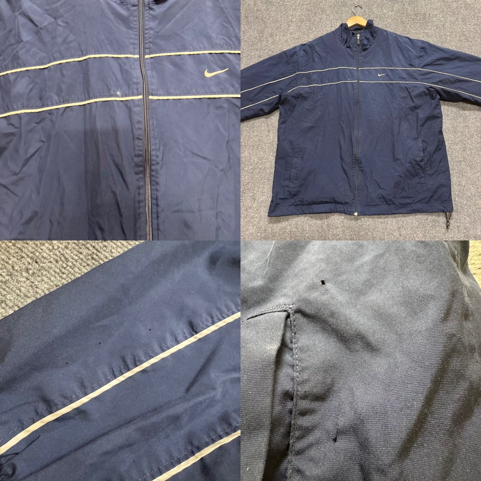 Nike VTG Nike Windbreaker Jacket 2XL Navy Blue Fullzip Striped Nylon Mens Size US XXL / EU 58 / 5 - 8 Thumbnail