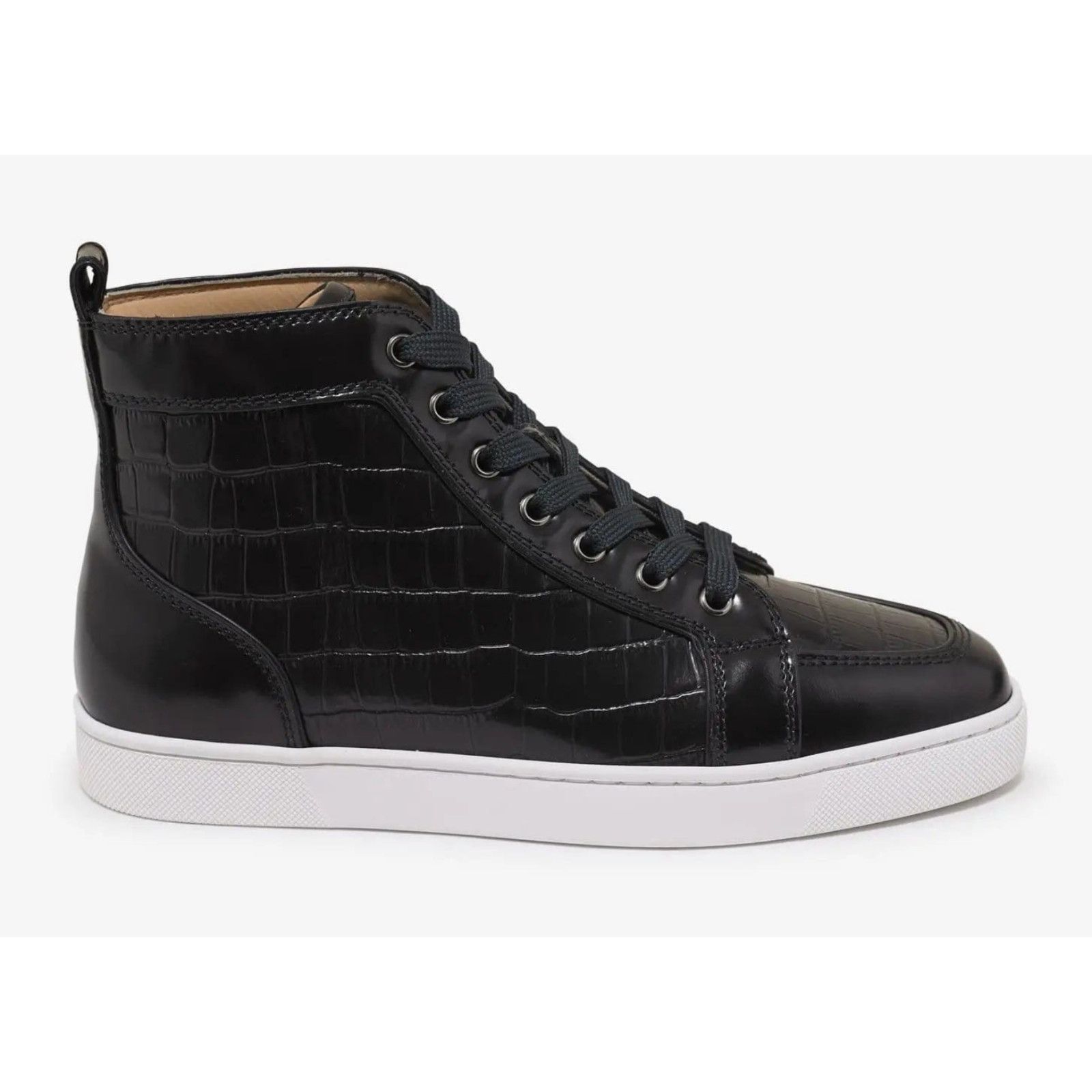 Christian Louboutin Mens Rantus Flat Ardesia Black Croc High Top Sneaker 44 11 Size US 11 / EU 44 - 3 Thumbnail
