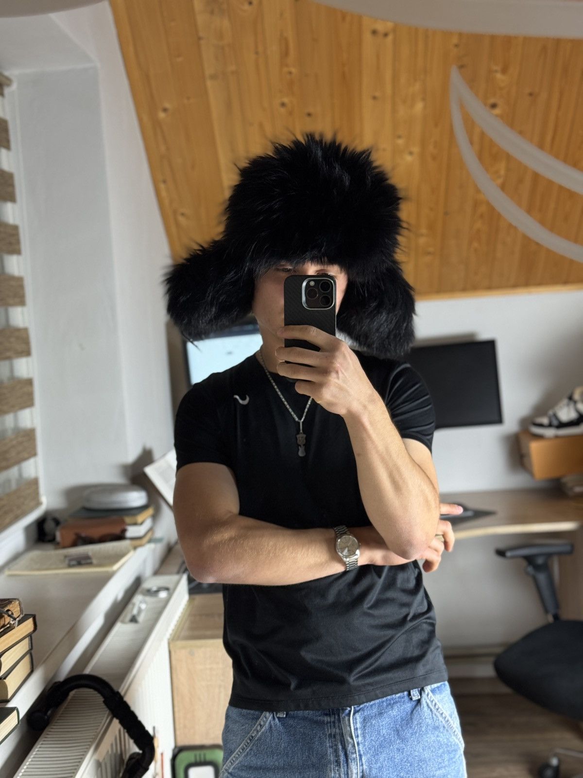 Prada Prada FW03 Asiatic Raccoon Real Fur Trapper Ushanka Hat Cap Size ONE SIZE - 3 Thumbnail