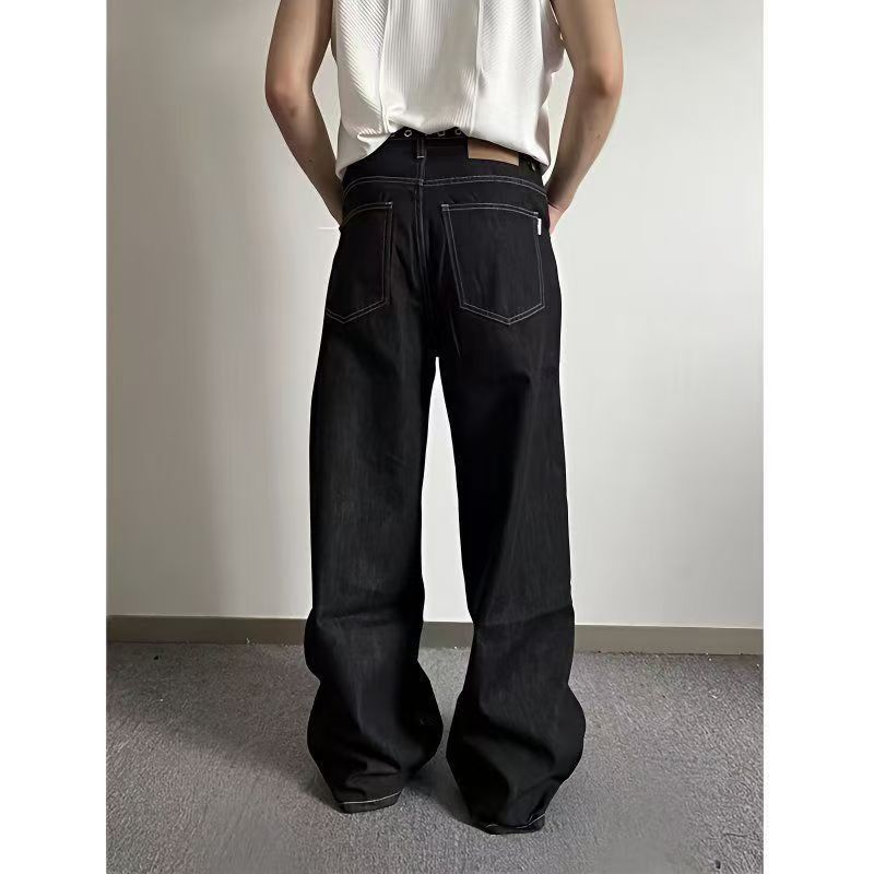 Japanese Brand × Vintage Black loose washed vintage straight wide-leg jeans Size US 32 / EU 48 - 4 Thumbnail