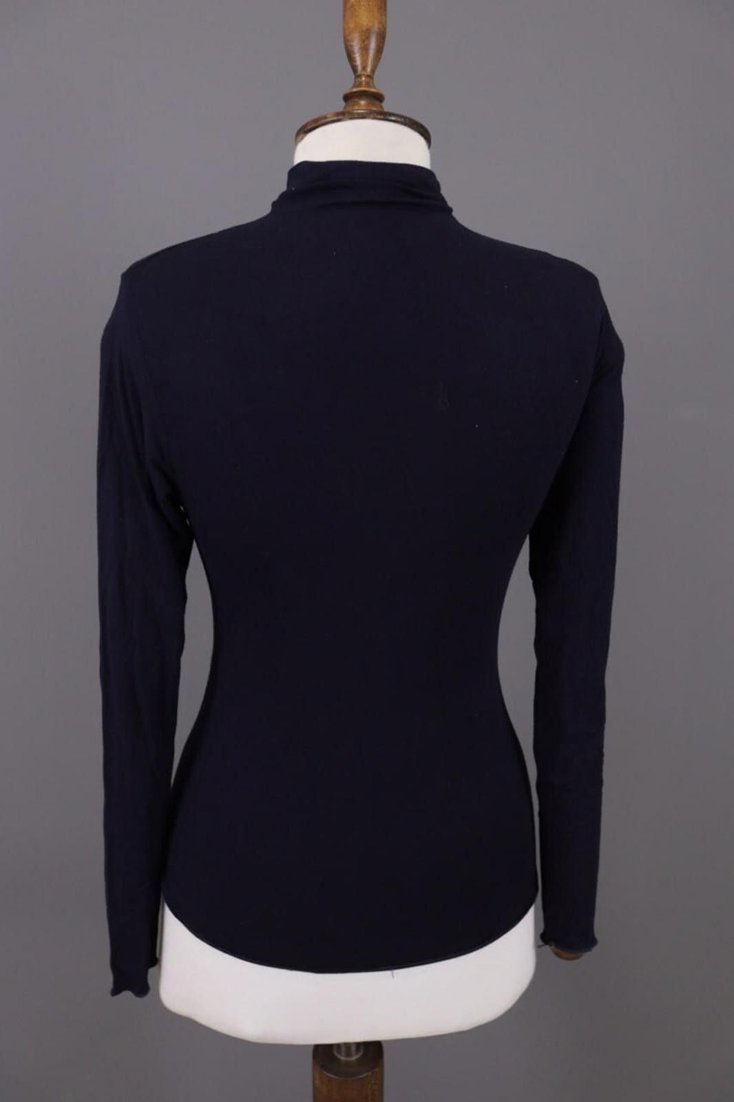 Designer Sarah Pacini Black High Neck Stretch Top Shirt Size 1 Size M / US 6-8 / IT 42-44 - 7 Thumbnail