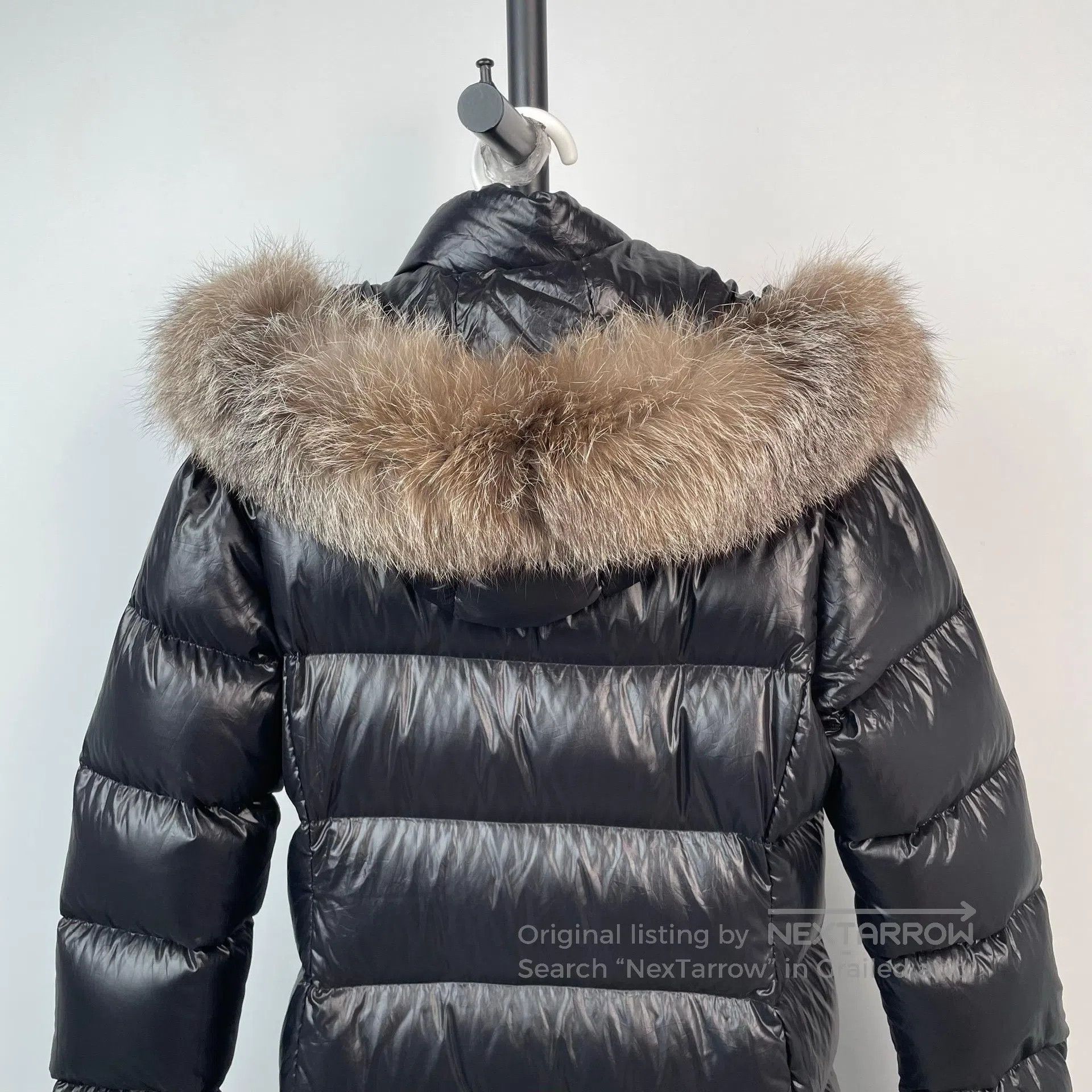 Moncler Moncler Black Glossy Long Down Jacket with Hood and Faux F Size US S / EU 44-46 / 1 - 9 Thumbnail