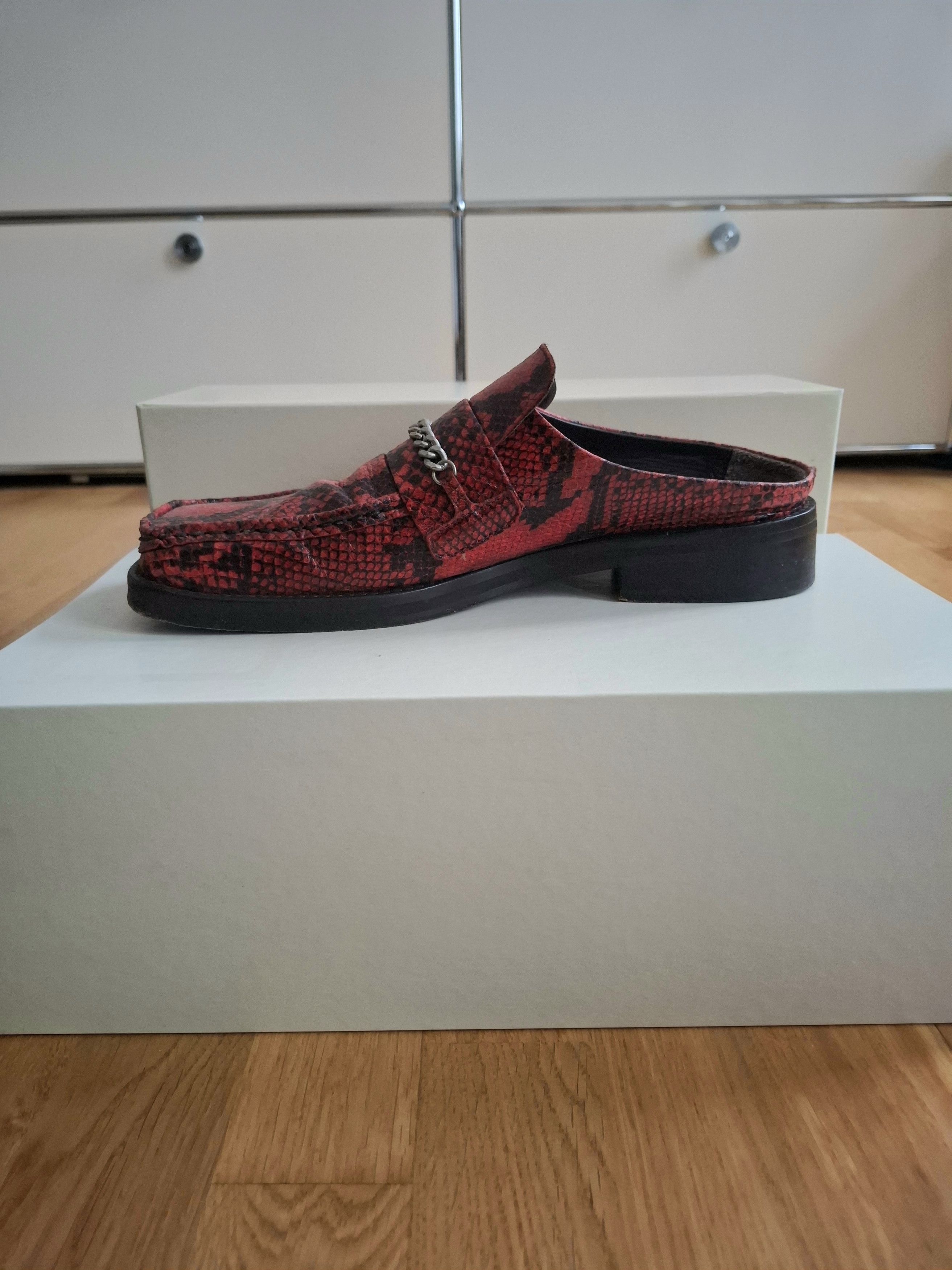 Martine Rose Red leather snake-print mule loafers Size US 9 / EU 42 - 4 Thumbnail