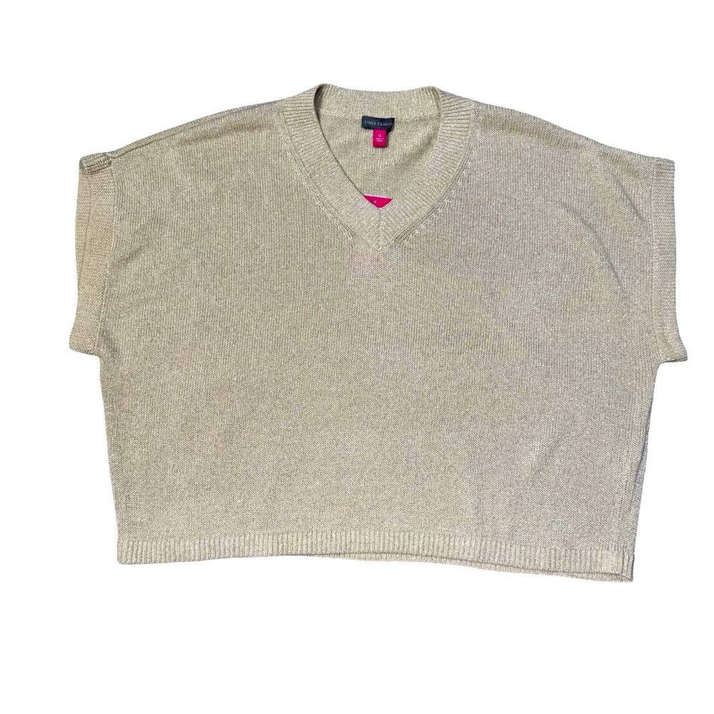 Vince Camuto NWT New $79 Vince Camuto Metallic V-Neck Pale Sand Silver S Size XL / US 12-14 / IT 48-50 - 6 Thumbnail