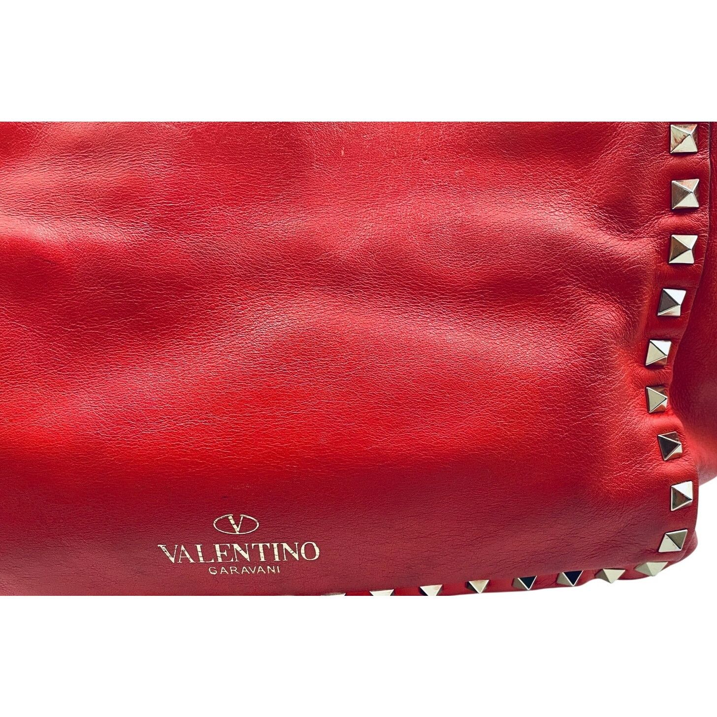 Valentino Valentino Garavani Rockstud Red Gold Studded Leather Bag Size ONE SIZE - 4 Thumbnail