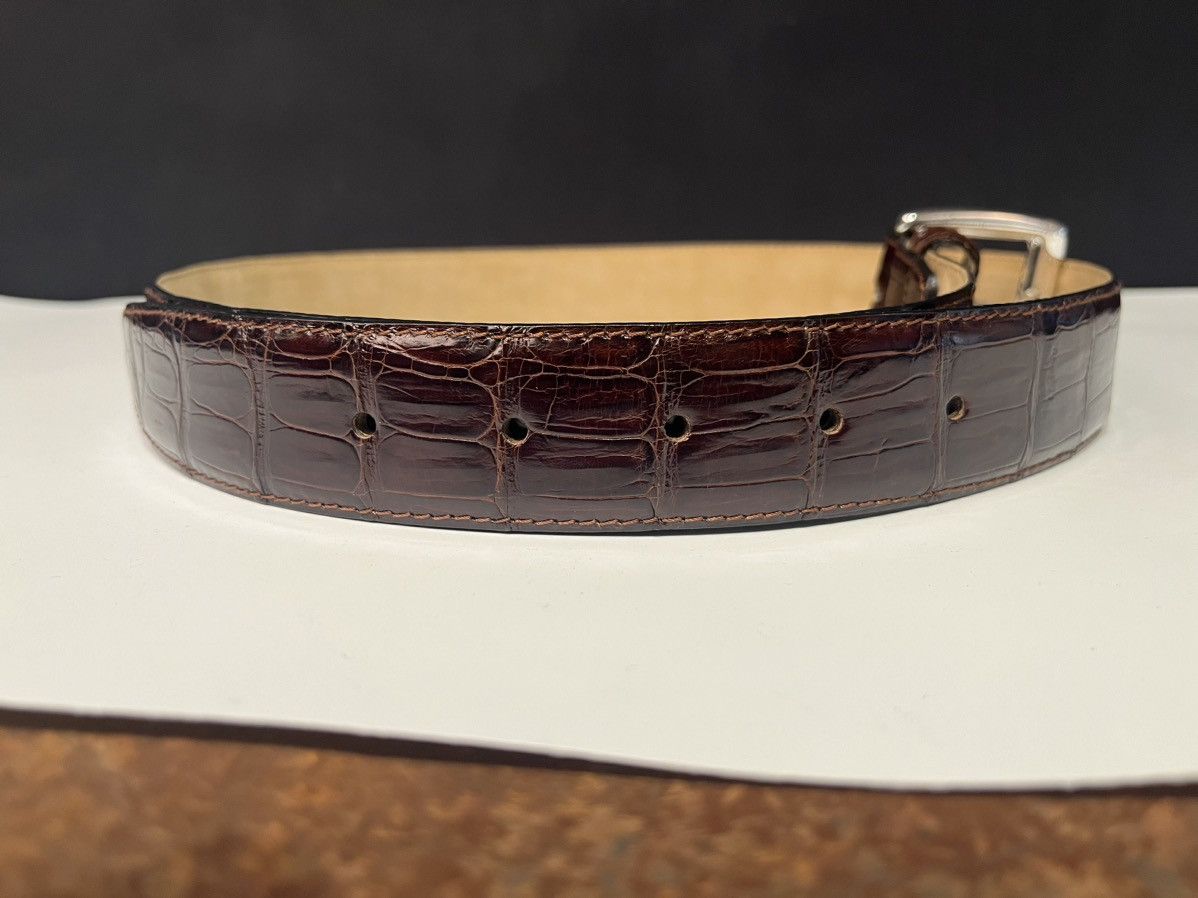 Vintage erreghé genuine crocodile leather belt Italian brown DS 70’s Size 32 - 4 Thumbnail