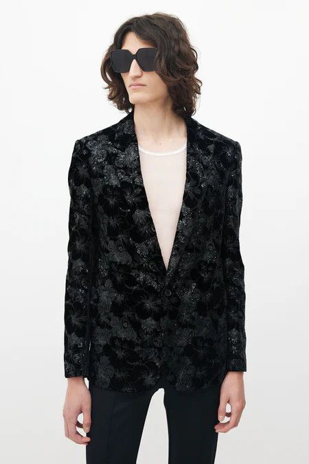 Saint Laurent Paris o1bcso1str0924 Tailored Jacket In Sequined in Black Size US L / EU 52-54 / 3 - 2 Thumbnail