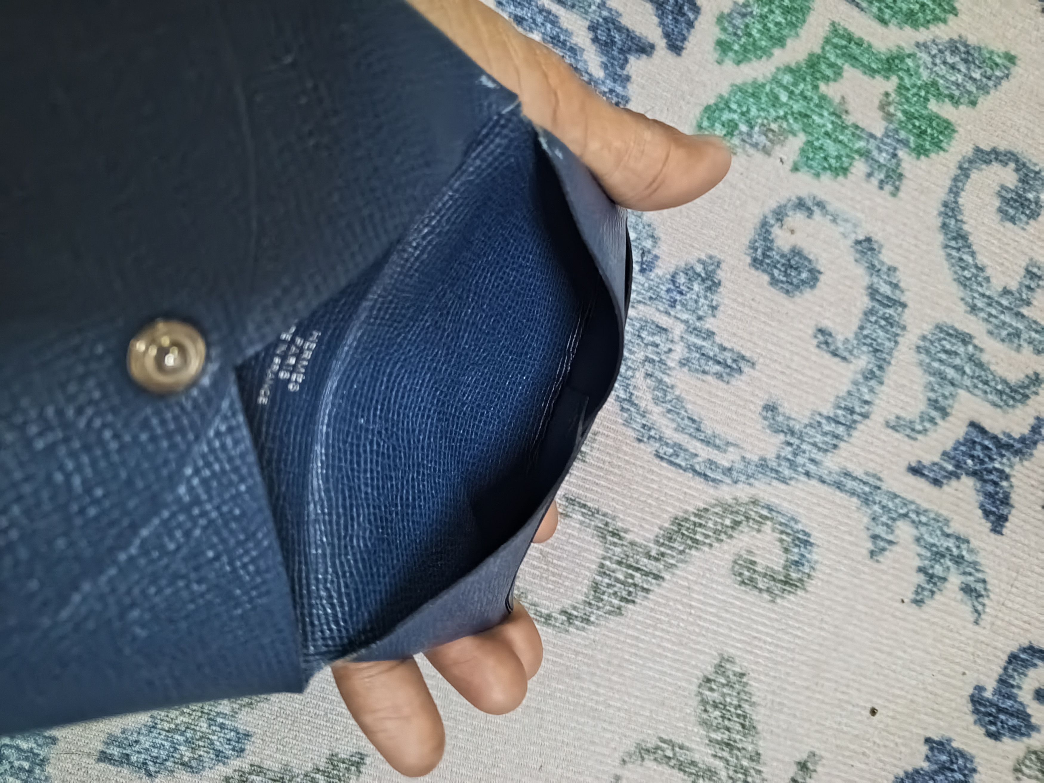 Hermes 🔥HERMES🔥CALVI LEATHER CARD WALLET NAVY BLUE Size ONE SIZE - 4 Thumbnail