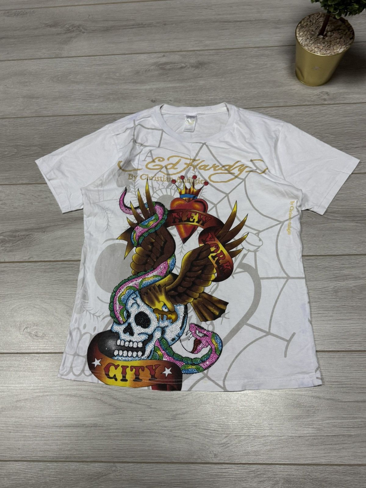 Ed Hardy Ed Hardy New York city skull wings rhinestones tee shirt Size US M / EU 48-50 / 2 - 5 Thumbnail
