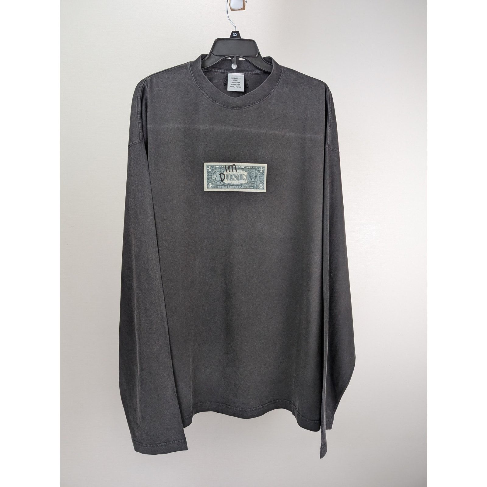 Vetements o1rshd1 Dollar Bill Long sleeve S T-Shirt in Black Size US L / EU 52-54 / 3 - 2 Thumbnail