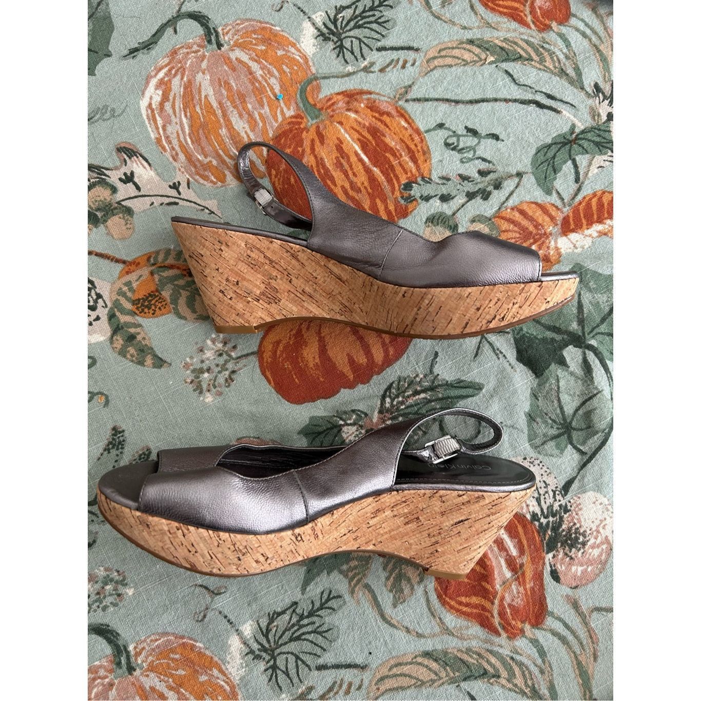 Calvin Klein Calvin Klein Heidy Platform Cork Wedge Heels, Slingback Pump Size US 8.5 / IT 38.5 - 3 Thumbnail