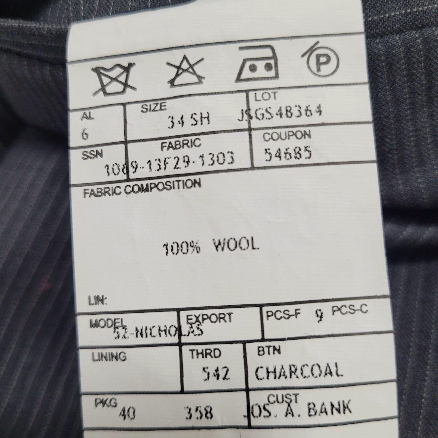Jos. A. Bank VINTAGE Jos A Bank Charcoal 100% Wool Pinstriped Flat Front Dress Pants 34x28.5 Size US 34 / EU 50 - 3 Thumbnail