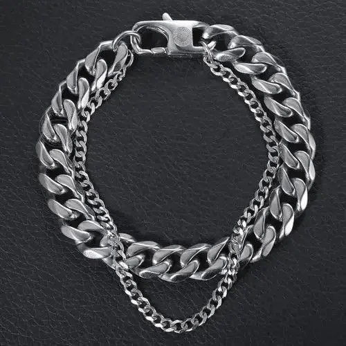 Japanese Brand Silver Double Curb Cuban Chain Bracelet Size ONE SIZE - 3 Thumbnail