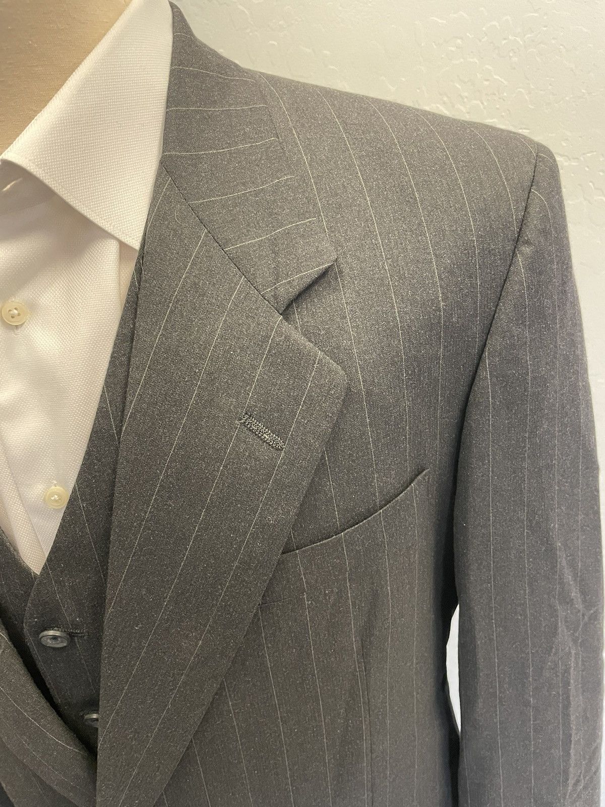 Aquascutum × Vintage Striped 3-Piece Wool Suit Size 44L - 5 Thumbnail