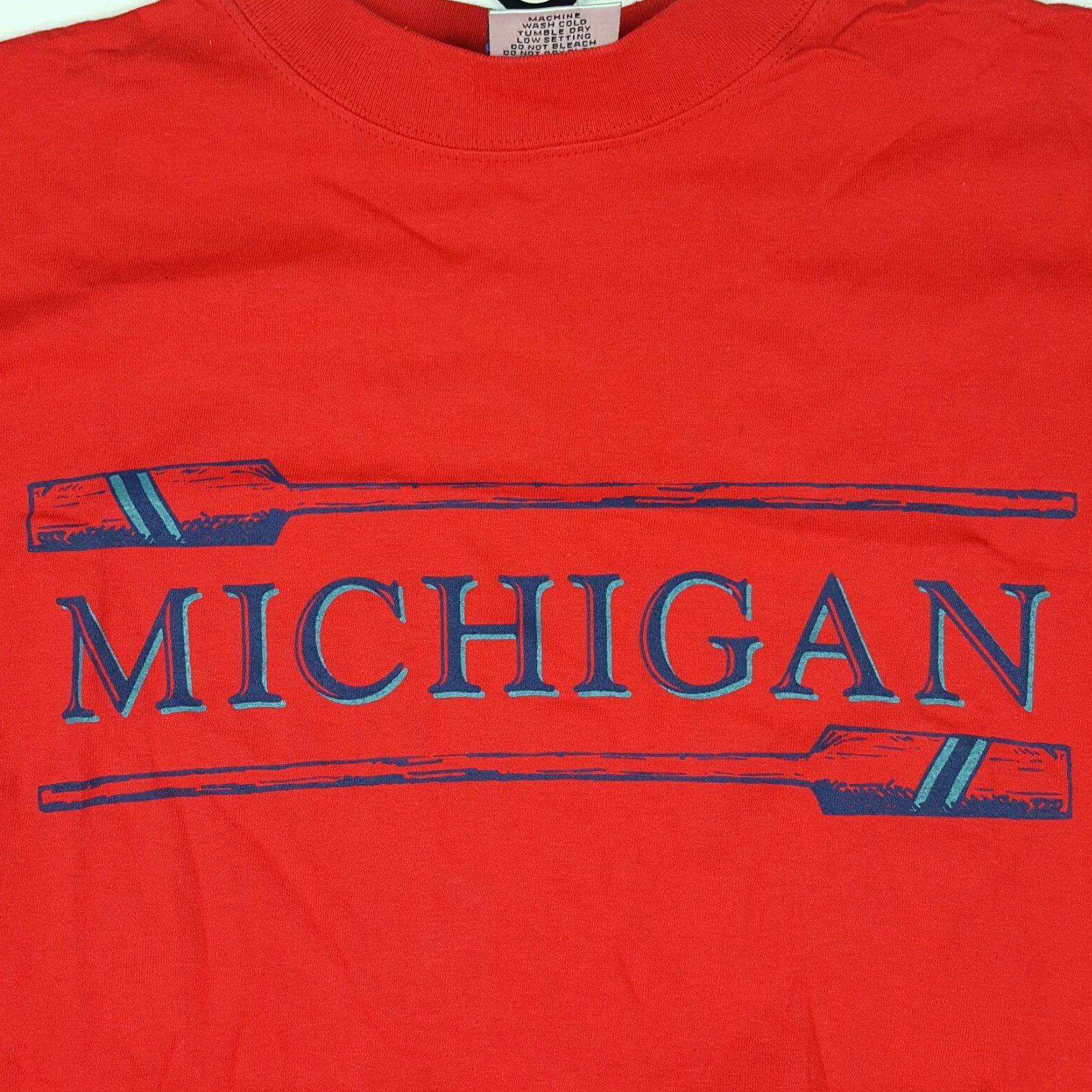 Etro VINTAGE Michigan Boat Club Men's Size L Nautical USA Made T Shirt 90s Retro Y2K 00s Red Crew Neck Short Sleeve Graphic Print Shirt Mens Size US L / EU 52-54 / 3 - 4 Thumbnail