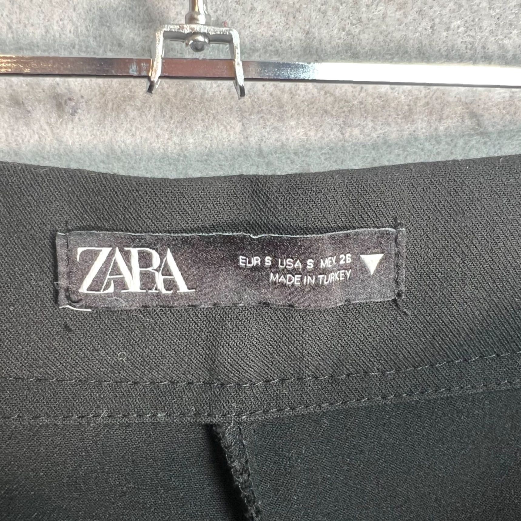 Zara Zara Womens Black High-Waisted Flair Leg Pants Small Ankle Slit Size 28" / US 6 / IT 42 - 3 Thumbnail