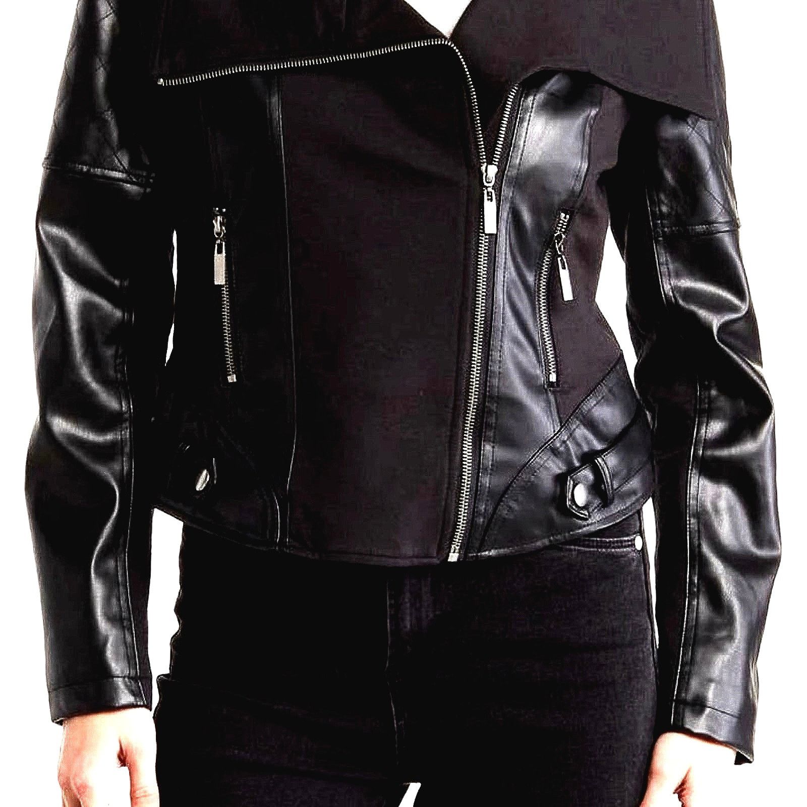 Other Ookie & Lala Faux Leather Mix Quilt Drape Jacket - Black - L Size L / US 10 / IT 46 - 4 Thumbnail