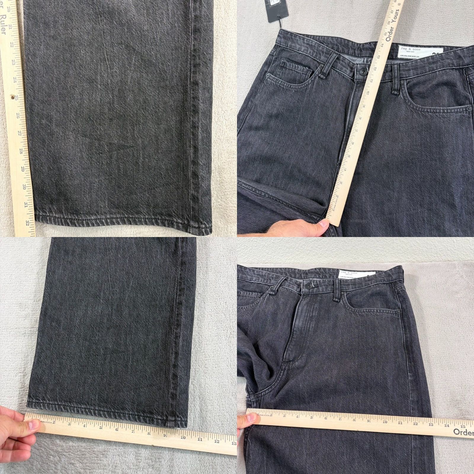 Rag & Bone rag & bone Lori New York Jeans Wide-Leg Women 30 NWT Black Denim Distressed 5-Pocket Regular Rise Slim/Relaxed Fit Size 30" / US 8 / IT 44 - 8 Thumbnail