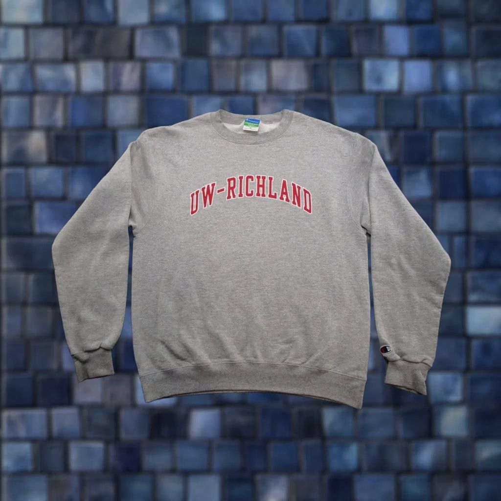 Champion VTG Y2K University of Wisconsin Richland UWR Sweatshirt Champion Eco Size M NCAA Mens Gray Hoodie Pullover University Theme All Seasons Hooded Size US M / EU 48-50 / 2 - 1 Thumbnail