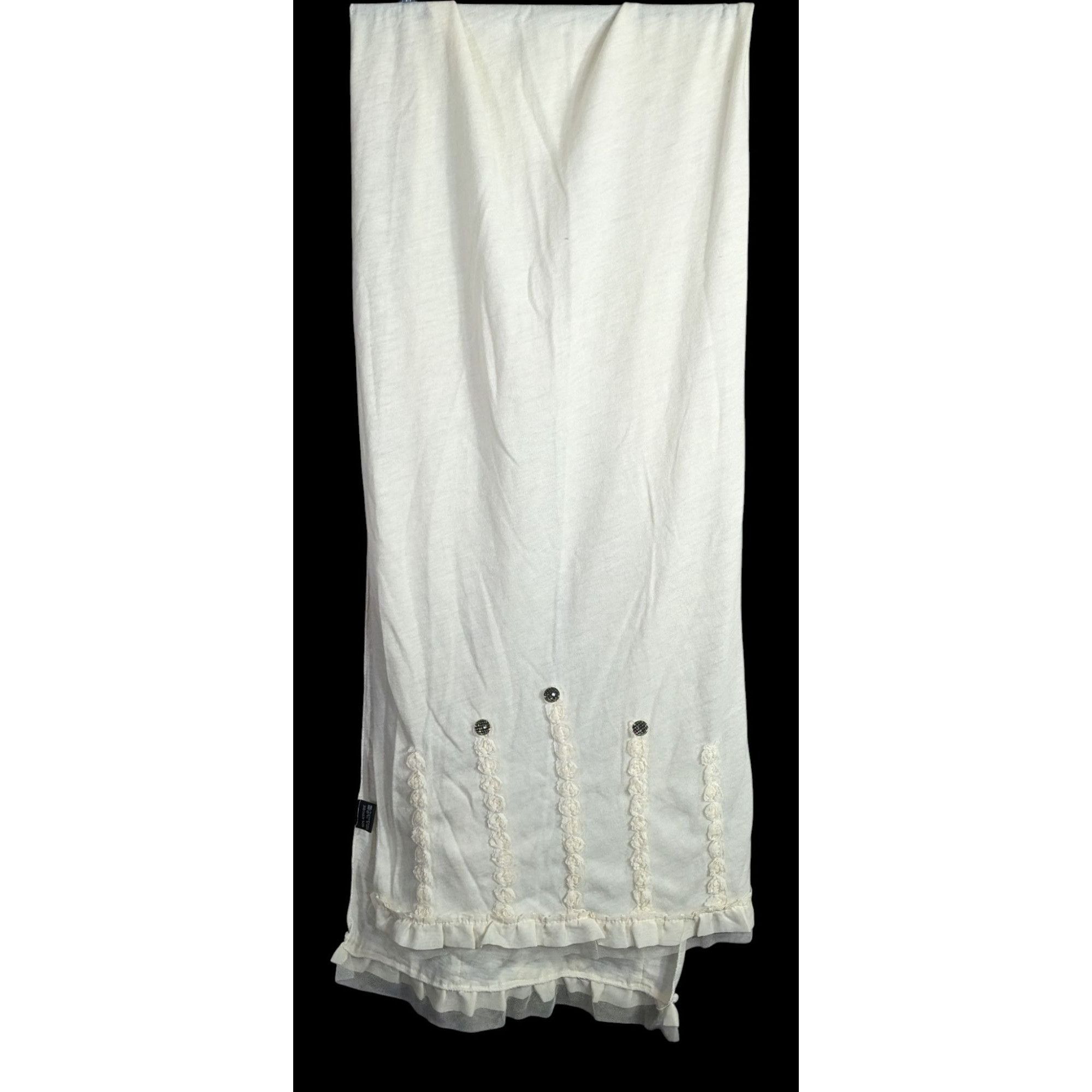 Other Vintage French Coquette White Scarf With Lace & Button Accen Size ONE SIZE - 2 Thumbnail