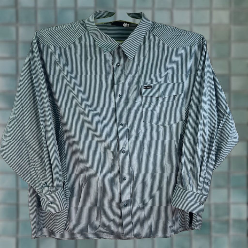 Rocawear VINTAGE Rocawear Men's Shirt Large Green Striped Casual Long Sleeve 6XL Size US XXL / EU 58 / 5 - 1 Thumbnail