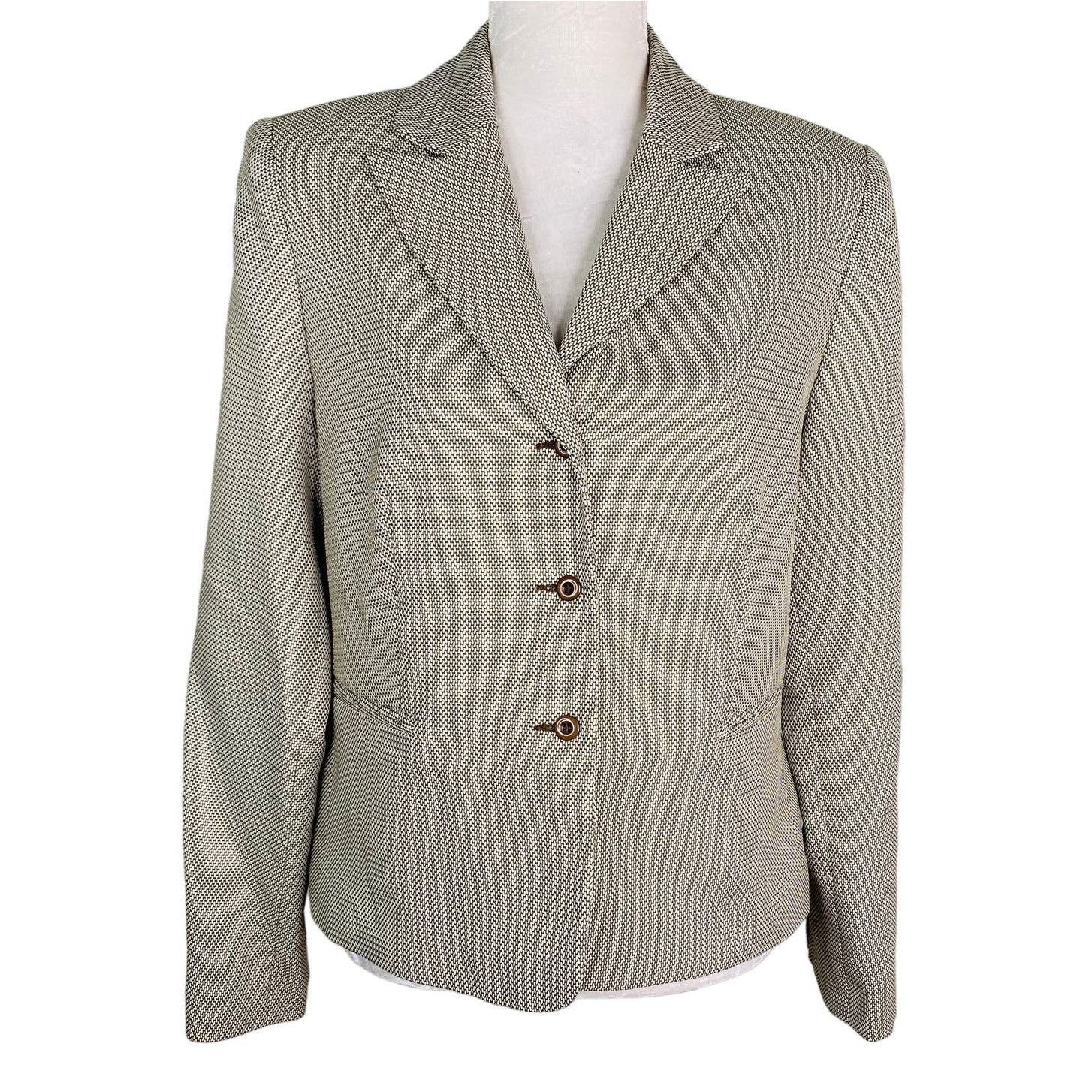 Other Vintage Giorgio Sant'Angelo Blazer 12 Taupe Ivory Weave New Size XL / US 12-14 / IT 48-50 - 10 Thumbnail