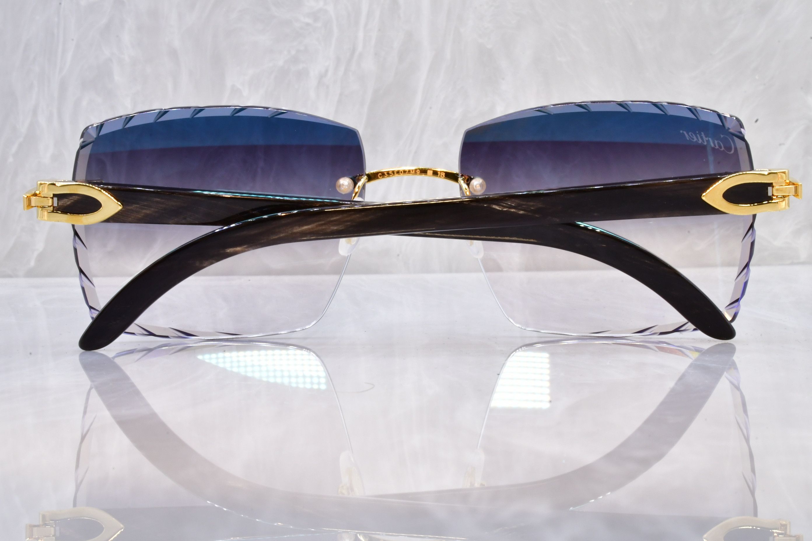 Cartier Cartier diamond cut white horn sunglasses C decor buffs Size ONE SIZE - 3 Thumbnail