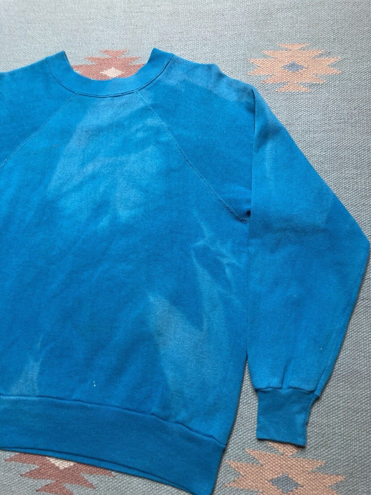Vintage Vtg 70s crewneck sweatshirt blank teal blue sun faded medium Size US M / EU 48-50 / 2 - 8 Thumbnail