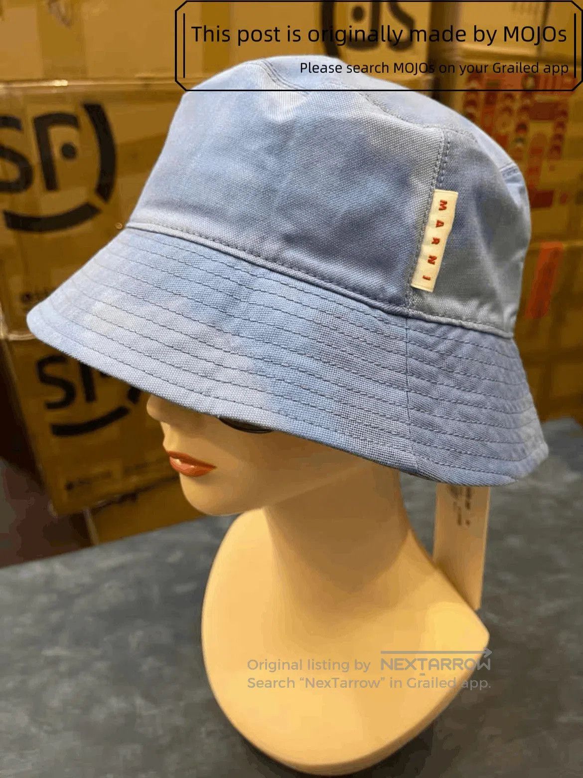 Sz L Marni Canvas Dye Bucket Hat.