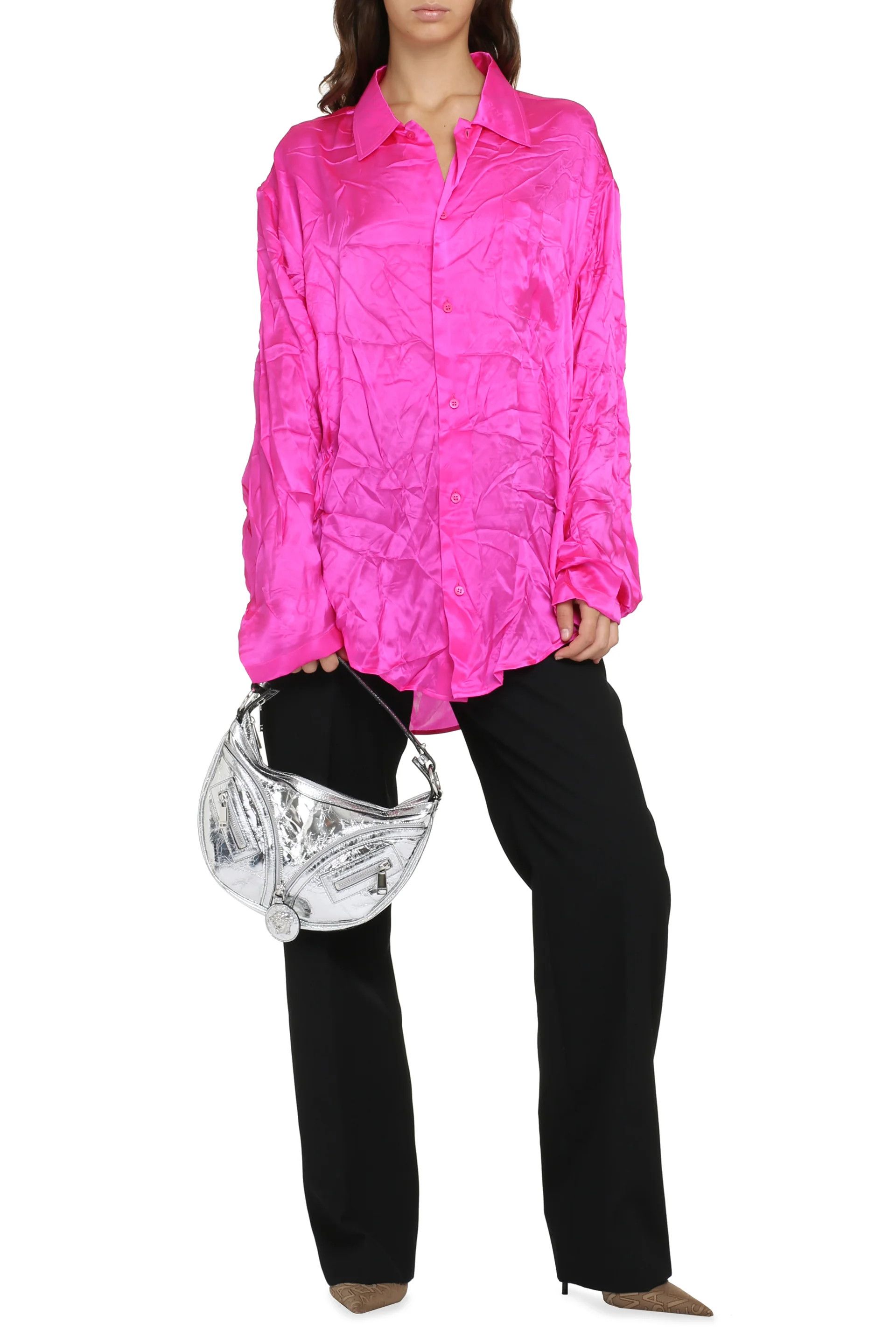 Balenciaga o1s1wg110425 Minimal Shirt in Fuchsia Size XL / US 12-14 / IT 48-50 - 3 Thumbnail