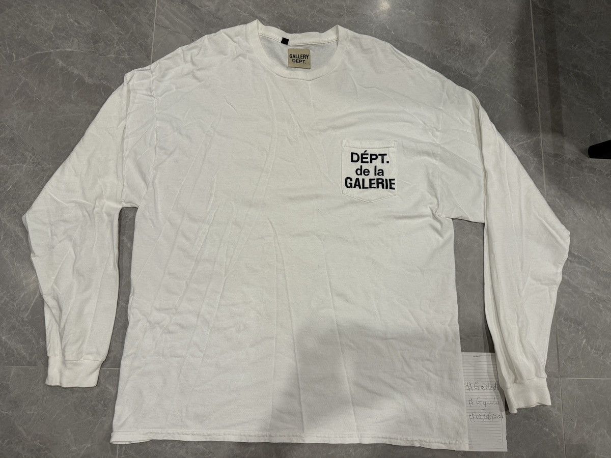 Gallery Dept French Logo Long Sleeve Pocket White Tee