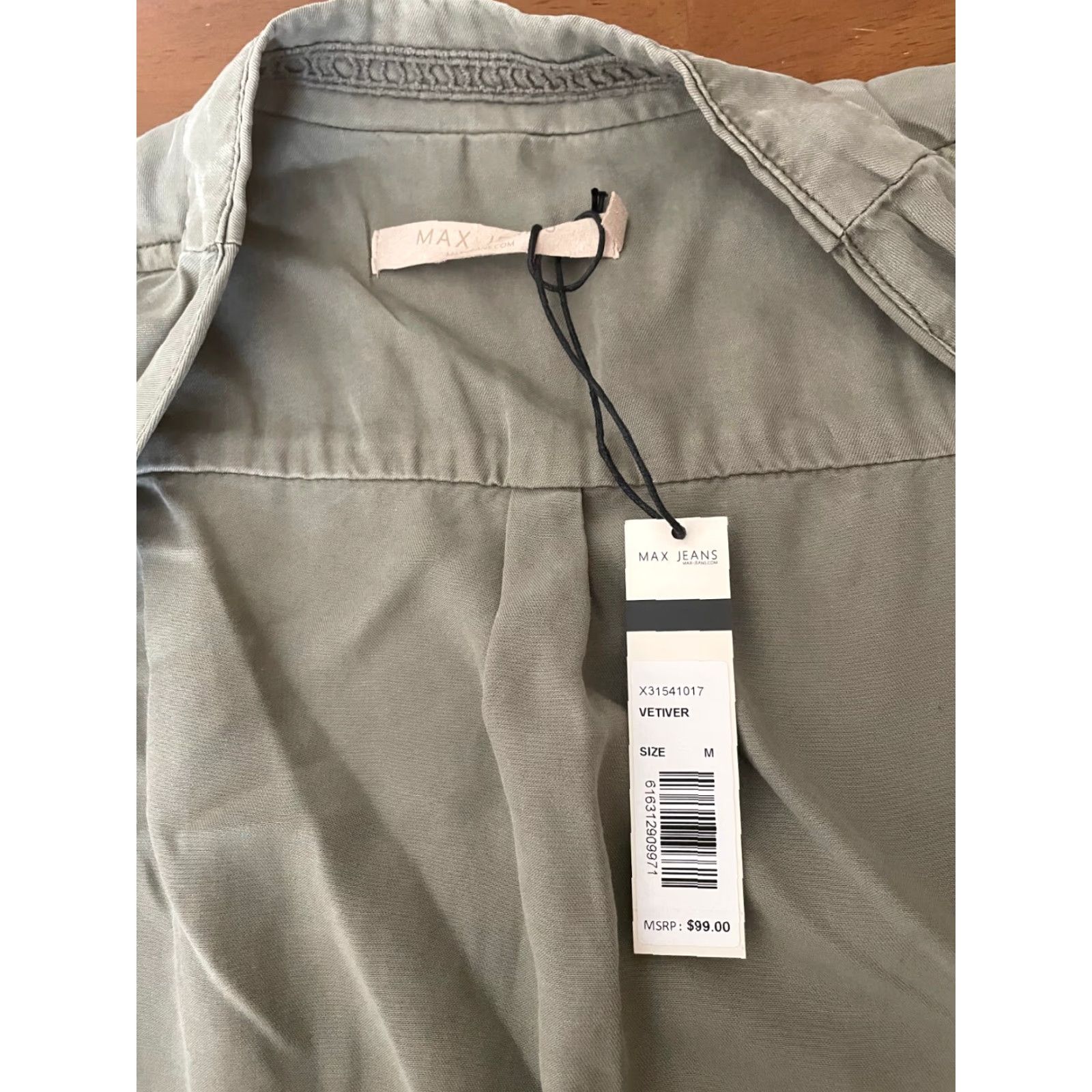 Vintage **Max Jeans Vetiver Olive Green Military Style Vest Sz M** User: Max Jeans Vetiver Olive Green Tencel Drape Military Style Vest Sz M Size 32" / US 10 / IT 46 - 4 Thumbnail