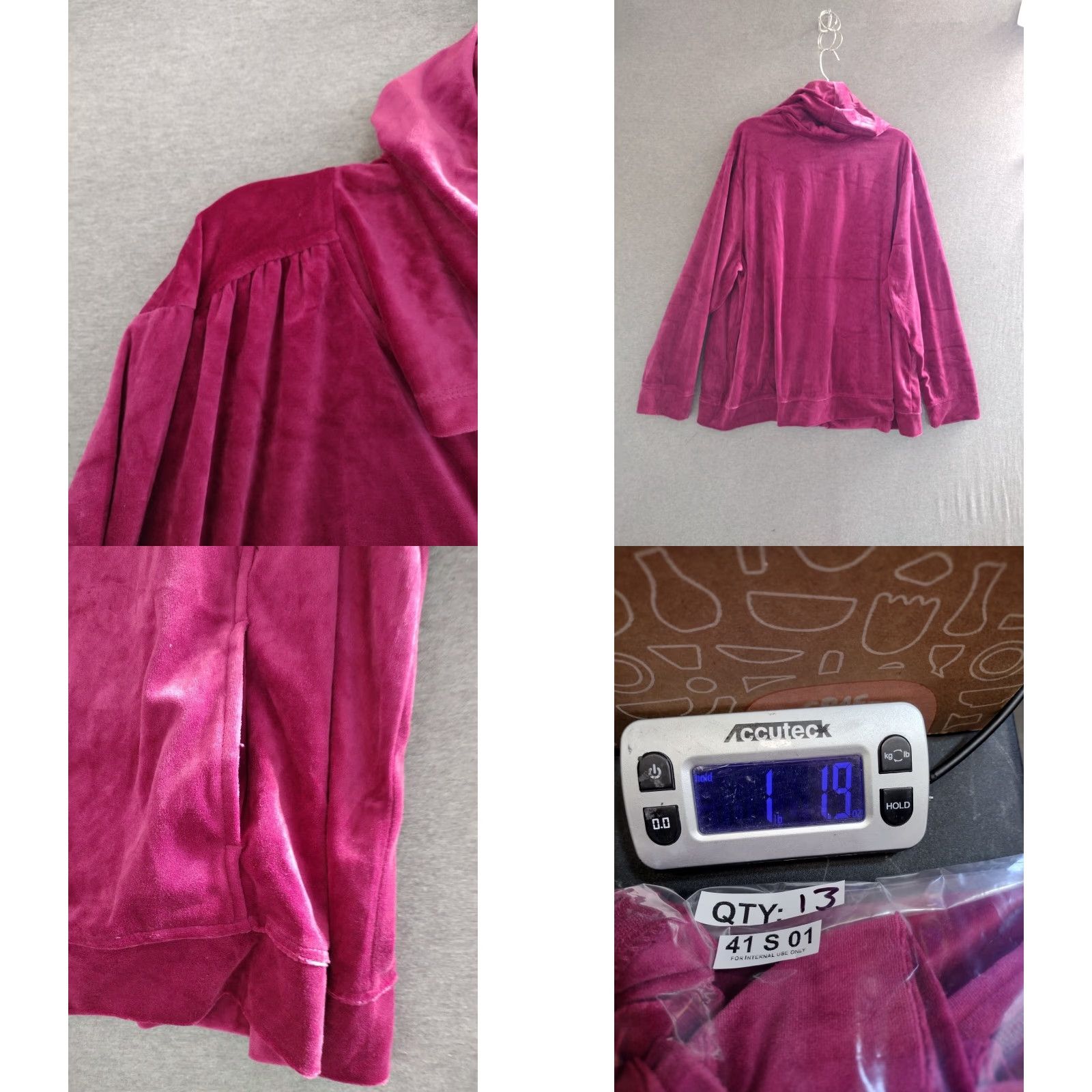 Faded Glory Faded Glory Hooded Jumpsuit Jacket 4X Plus Size Pink Dark Pink Zip Hooded Casual Women Jacket Coat Size 40" / US 18 - 8 Thumbnail