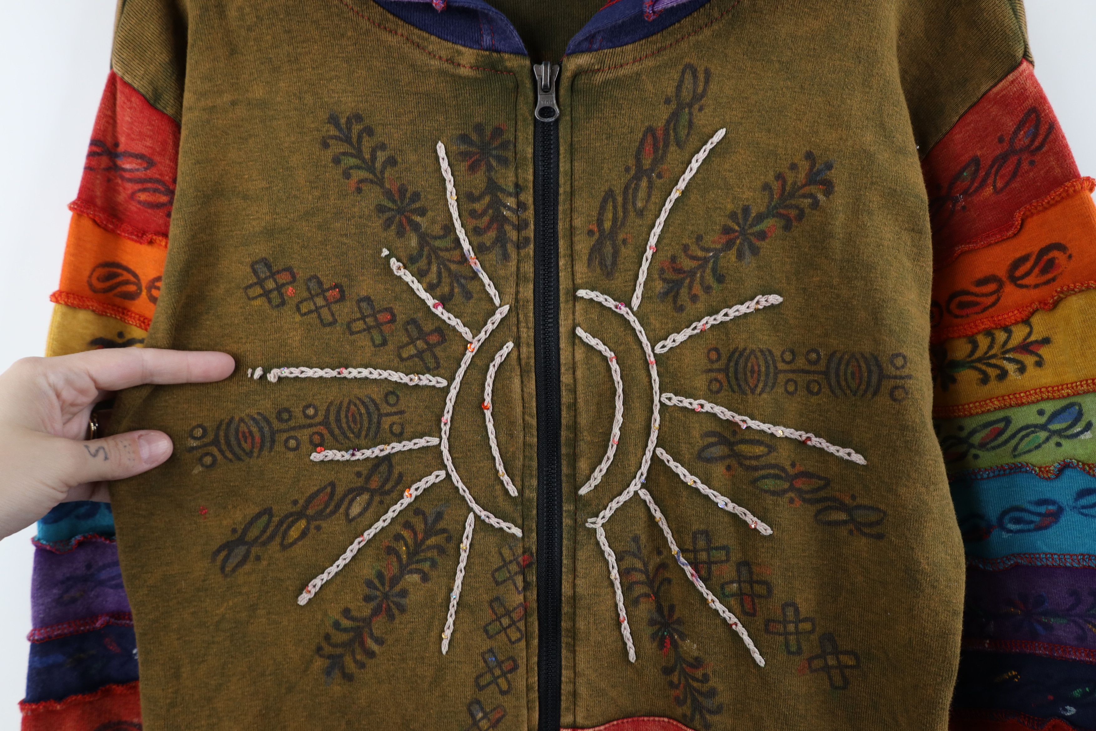 Vintage Vintage 90s Y2K Streetwear Fair Rainbow Sun Full Zip Hoodie Size M / US 6-8 / IT 42-44 - 5 Thumbnail