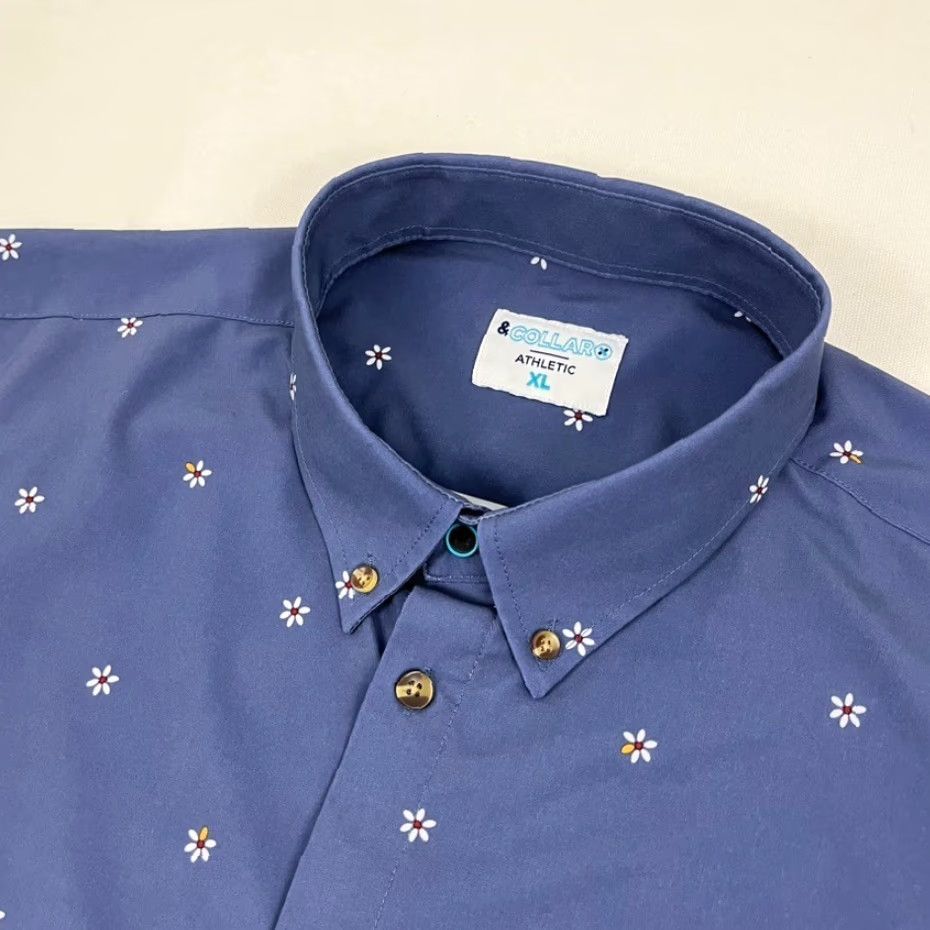 J Brand & And Collar Brand Shirt Mens XL Athletic Performance Dress Button Down Floral Shirt Size 46R - 2 Thumbnail