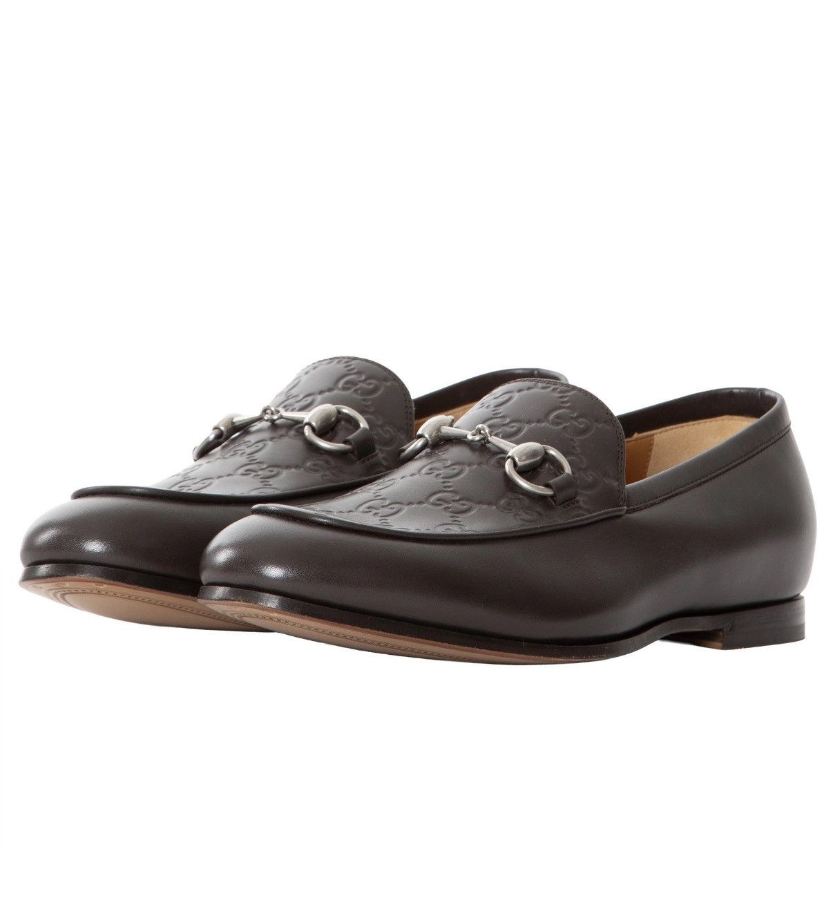 Gucci Gucci Brown Leather GG Embossed Horsebit Loafers - Size 7UK Size US 8 / EU 41 - 2 Thumbnail