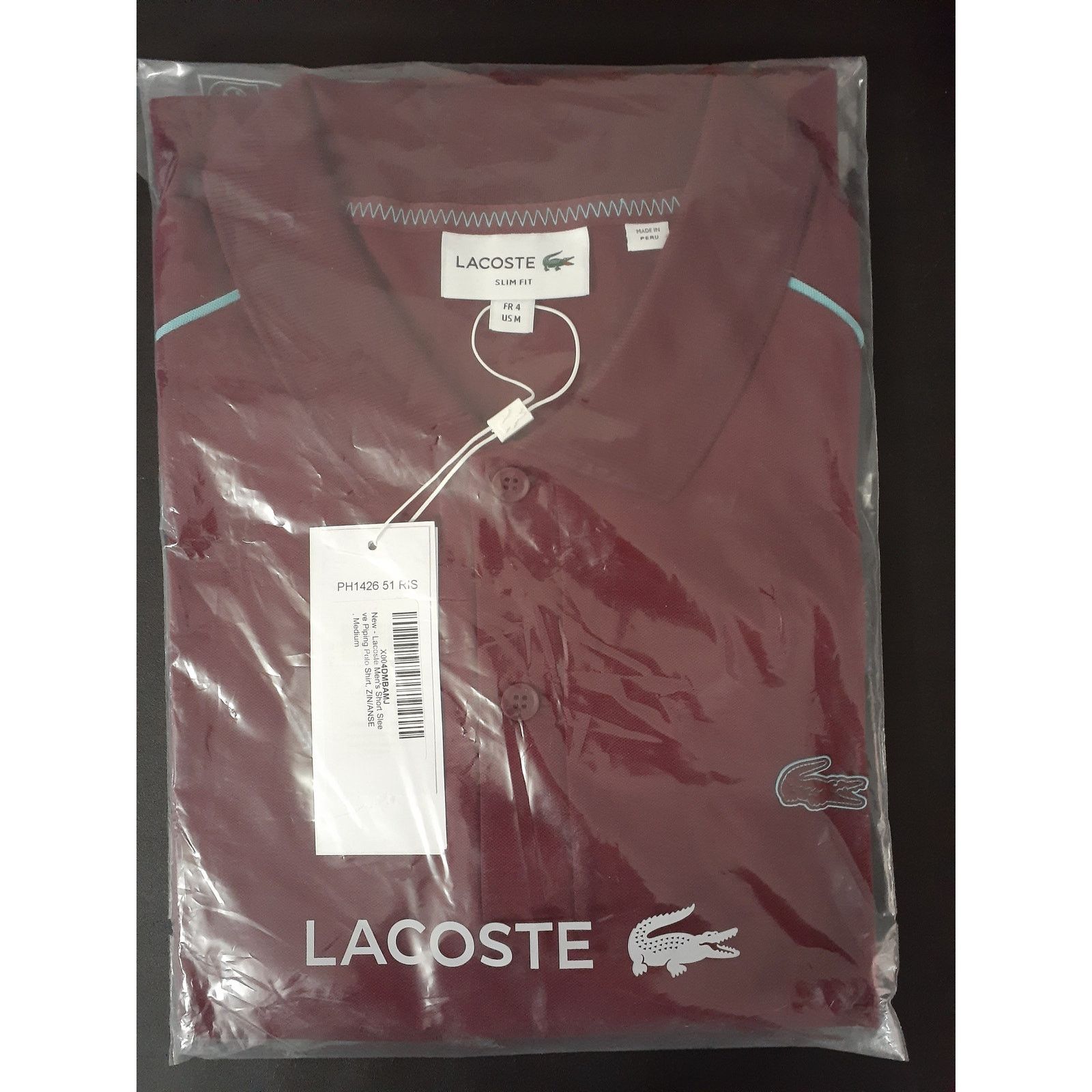 Lacoste Lacoste Men's Short Sleeve Piping Slim Fit Polo Shirt Red M Size US M / EU 48-50 / 2 - 2 Thumbnail