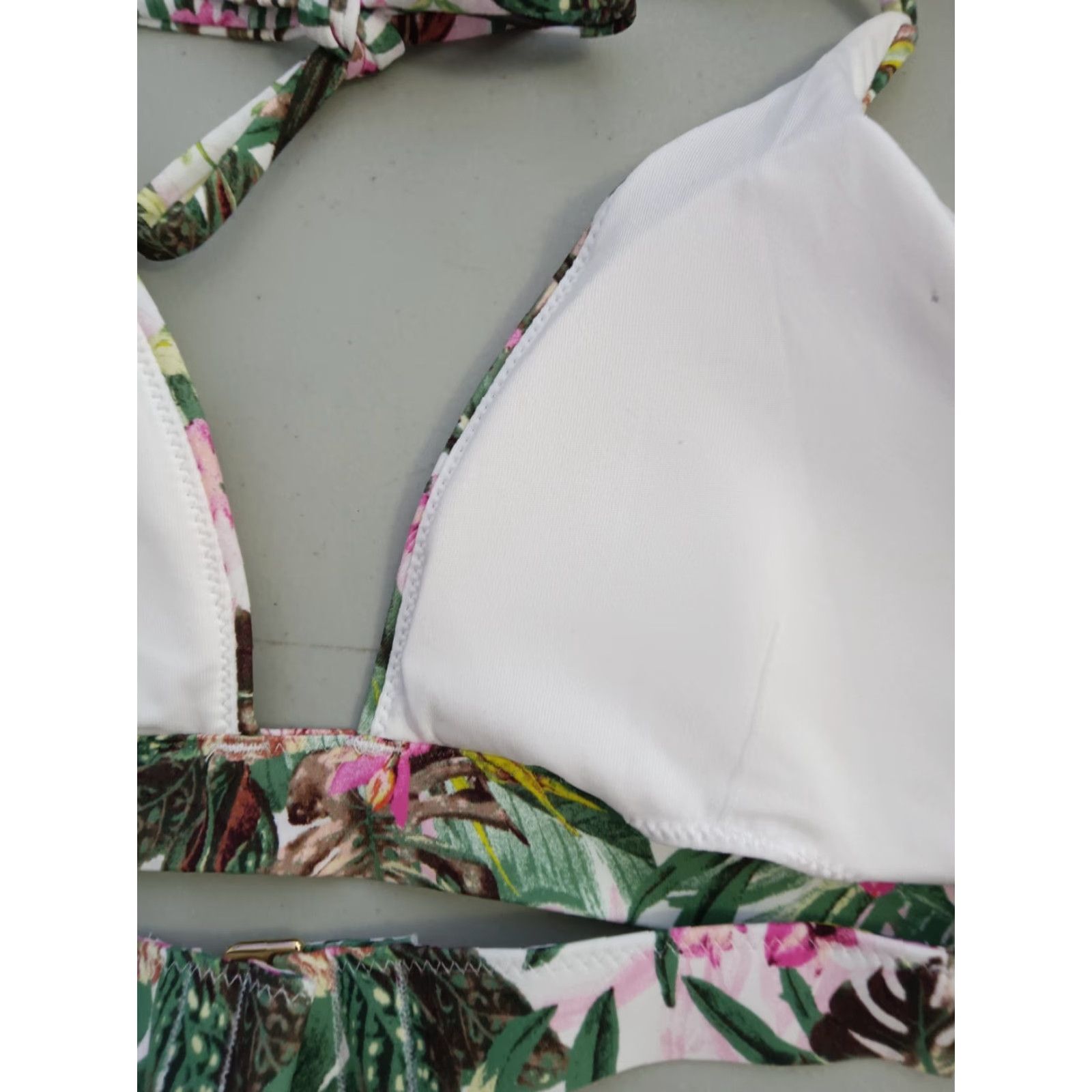 Victoria's Secret Victoria's Secret Bikini Top Woman M White Floral Triangle Plunge Padded Swim Halter Strap Quick Dry Size M / US 6-8 / IT 42-44 - 7 Thumbnail