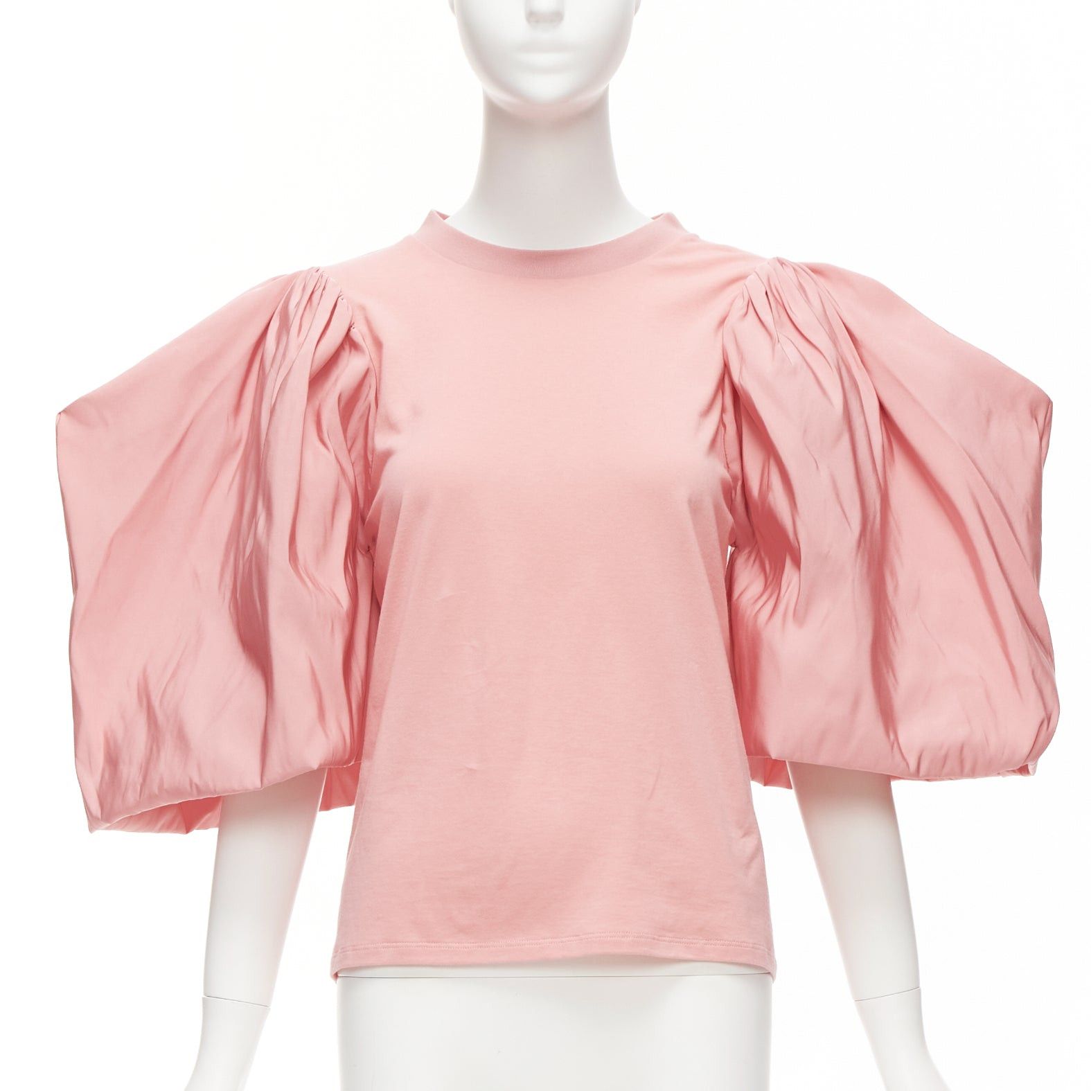 Alexander McQueen ALEXANDER MCQUEEN rose pink dramatic puff sleeve cotton tshirt IT38 XS Size XS / US 0-2 / IT 36-38 - 1 Thumbnail