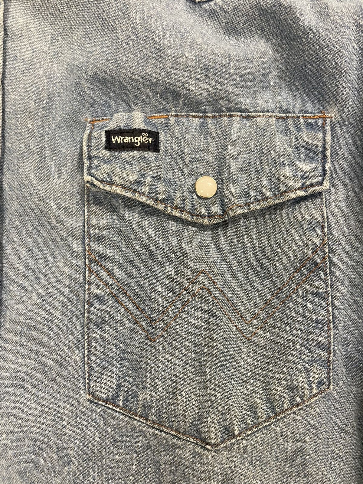 Vintage × Wrangler Vintage Denim Chores Shirt Size US L / EU 52-54 / 3 - 3 Thumbnail