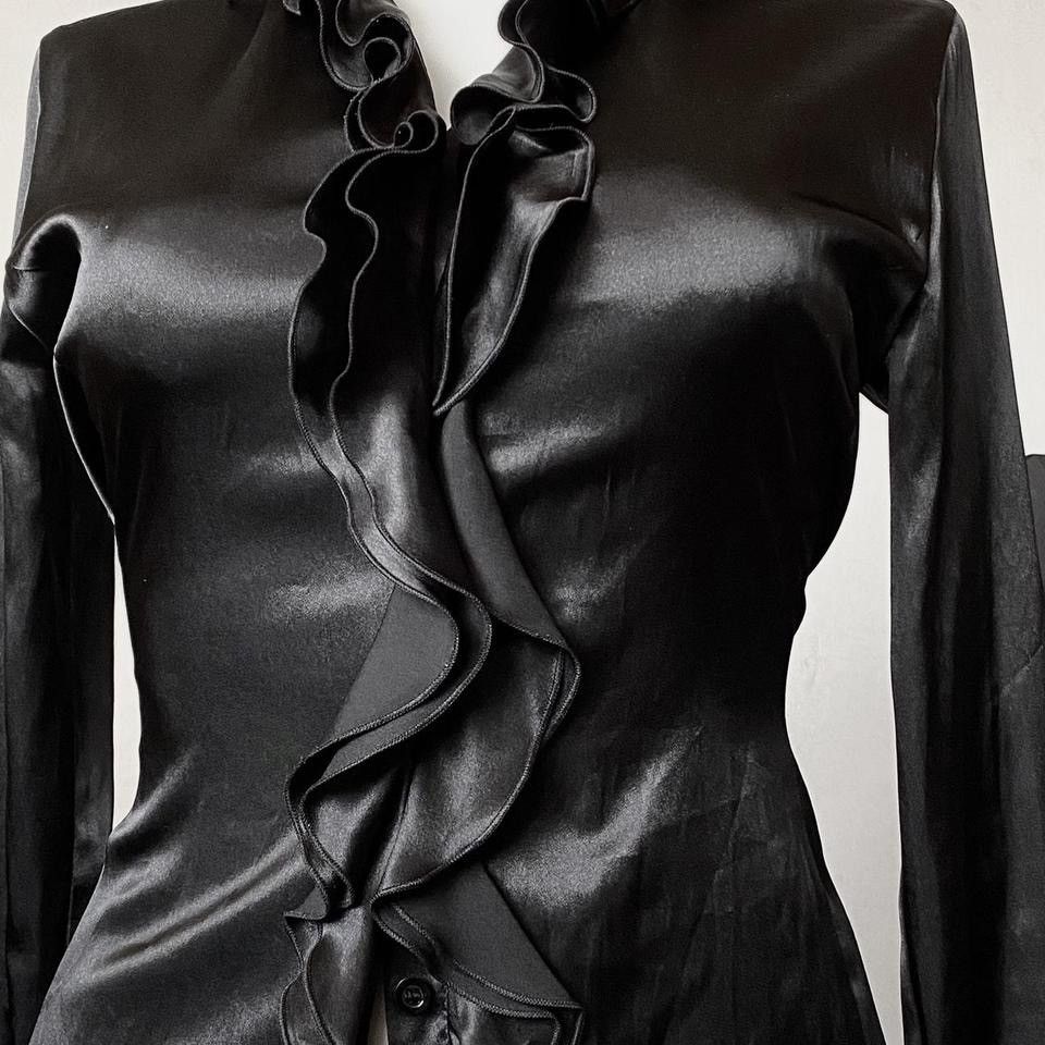 Vintage Vamp satin ruffled blouse in Japanese style Size S / US 4 / IT 40 - 3 Thumbnail