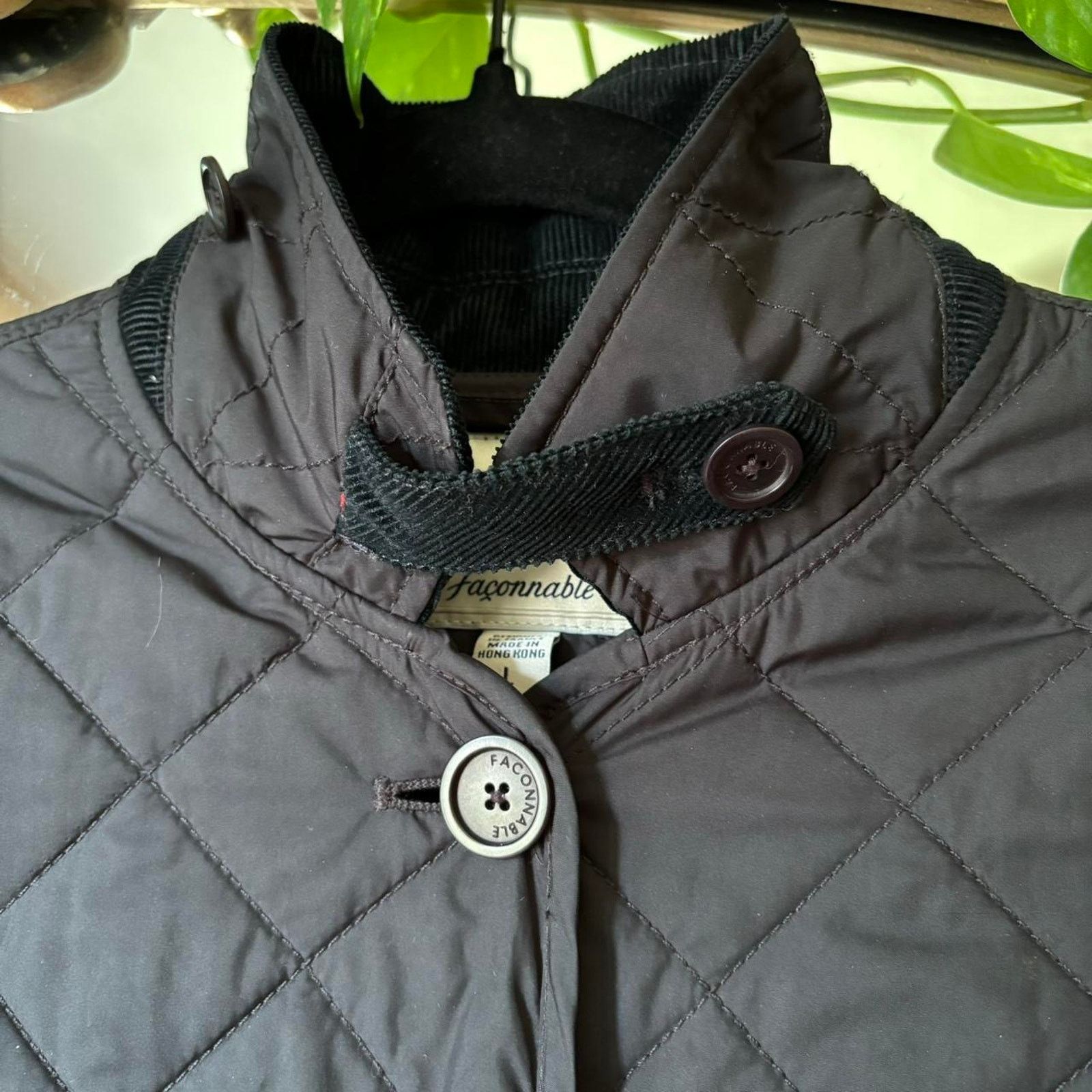 Faconnable Facconable Quilted Light Puffer Coat Black Cord Collar Large Size L / US 10 / IT 46 - 3 Thumbnail