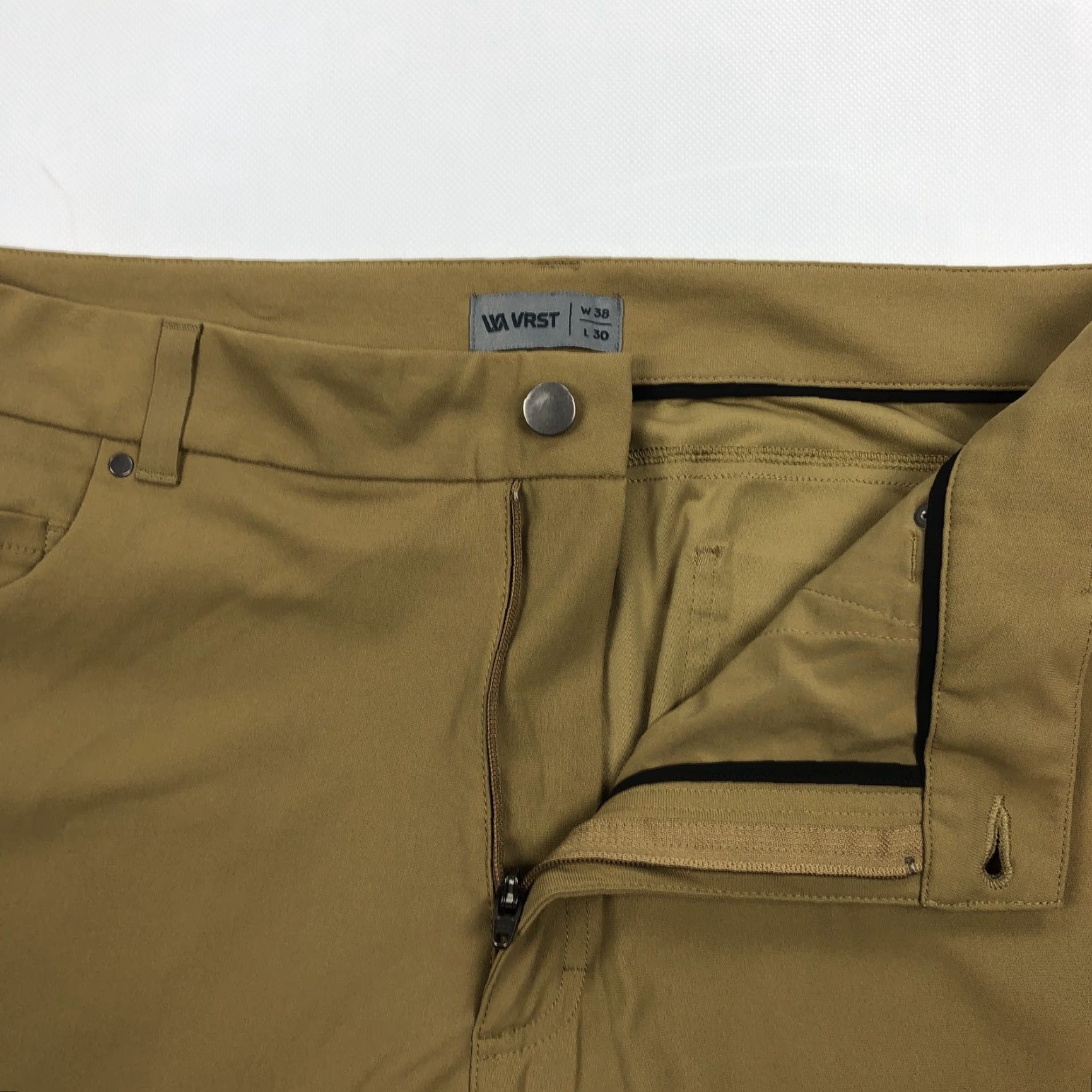 Vintage VRST Mens Pants W38 L30 Athletic Chino Tech Fabric Khaki Brown Stretch Breathable Pockets Size US 38 / EU 54 - 2 Thumbnail