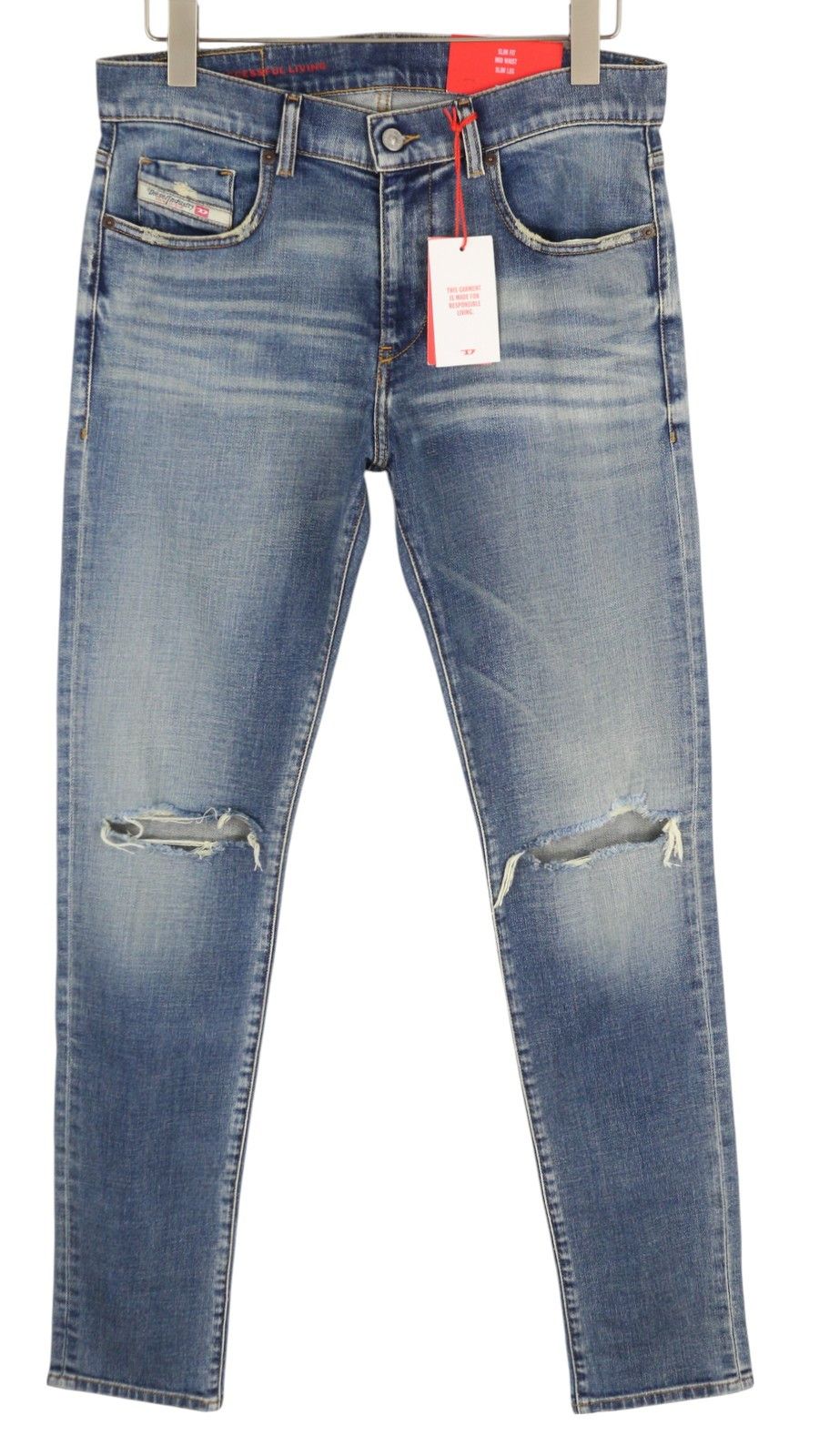 Diesel 2019 D-STRUKT 09C87 W31/L34 Blue Distress Slim 85414 Size US 31 - 1 Thumbnail