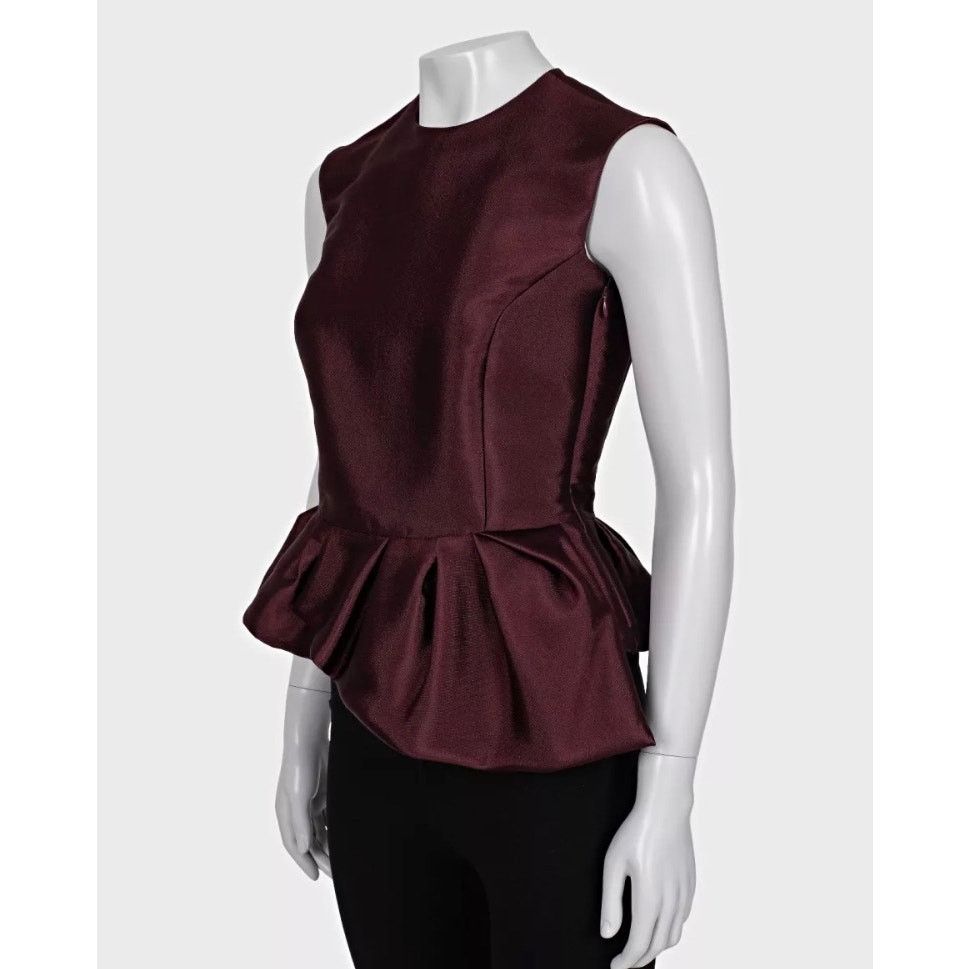 Dior Christian Dior Burgundy Silk Blend Top Sz.M / FR38 Size S / US 4 / IT 40 - 2 Thumbnail